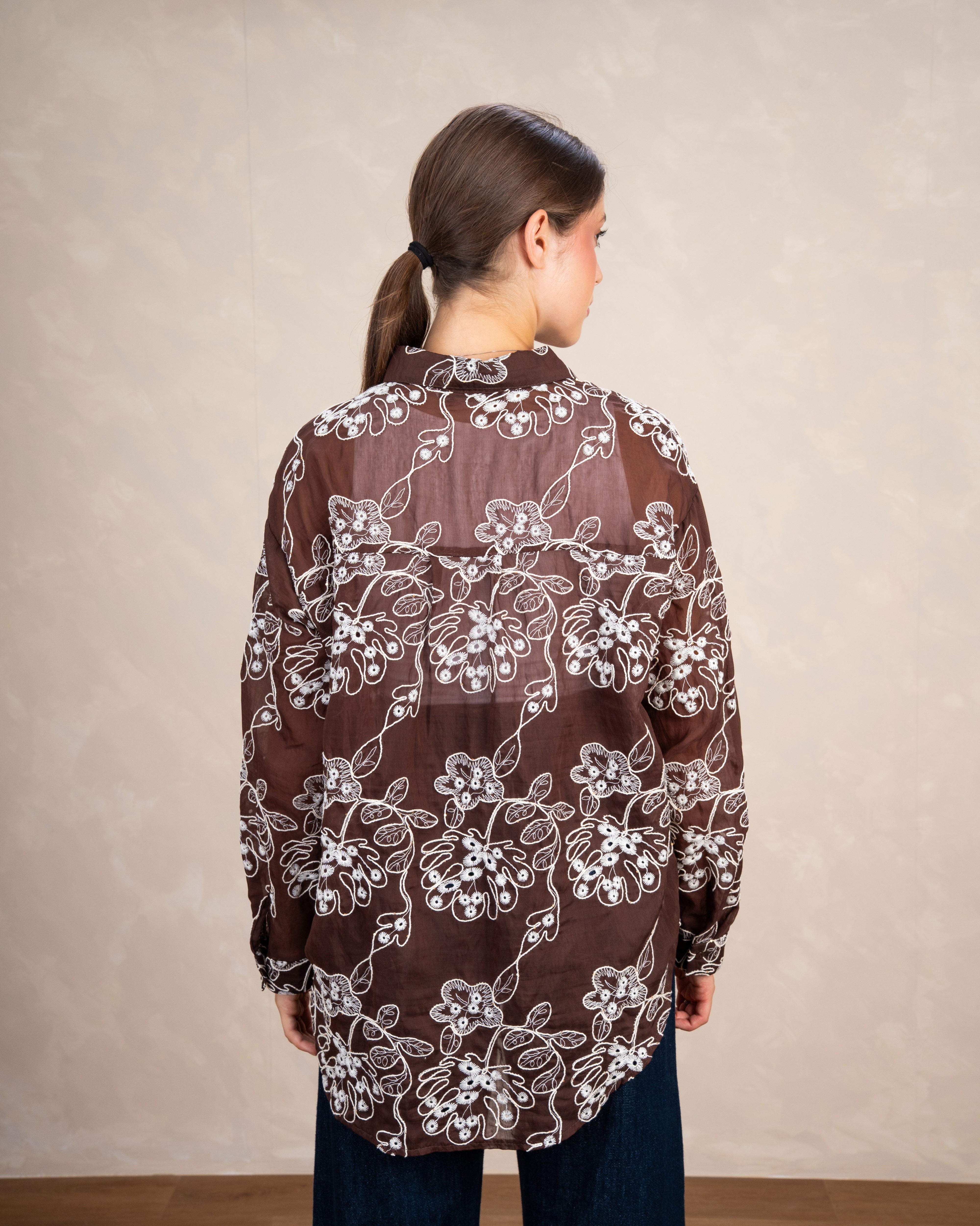 Two-Pattern Floral Embroidered Shirt
