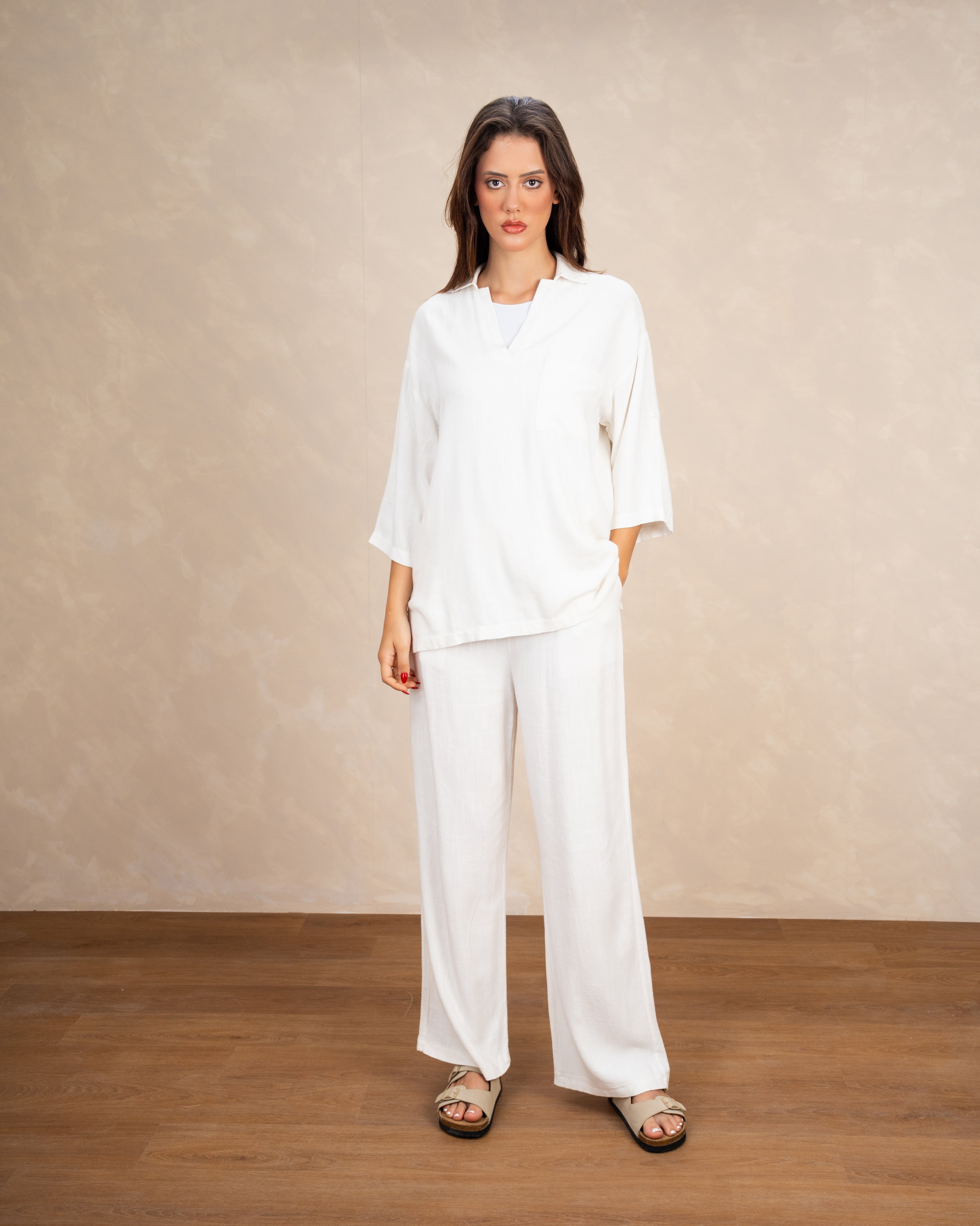 Minimal Linen Blouse With Pocket