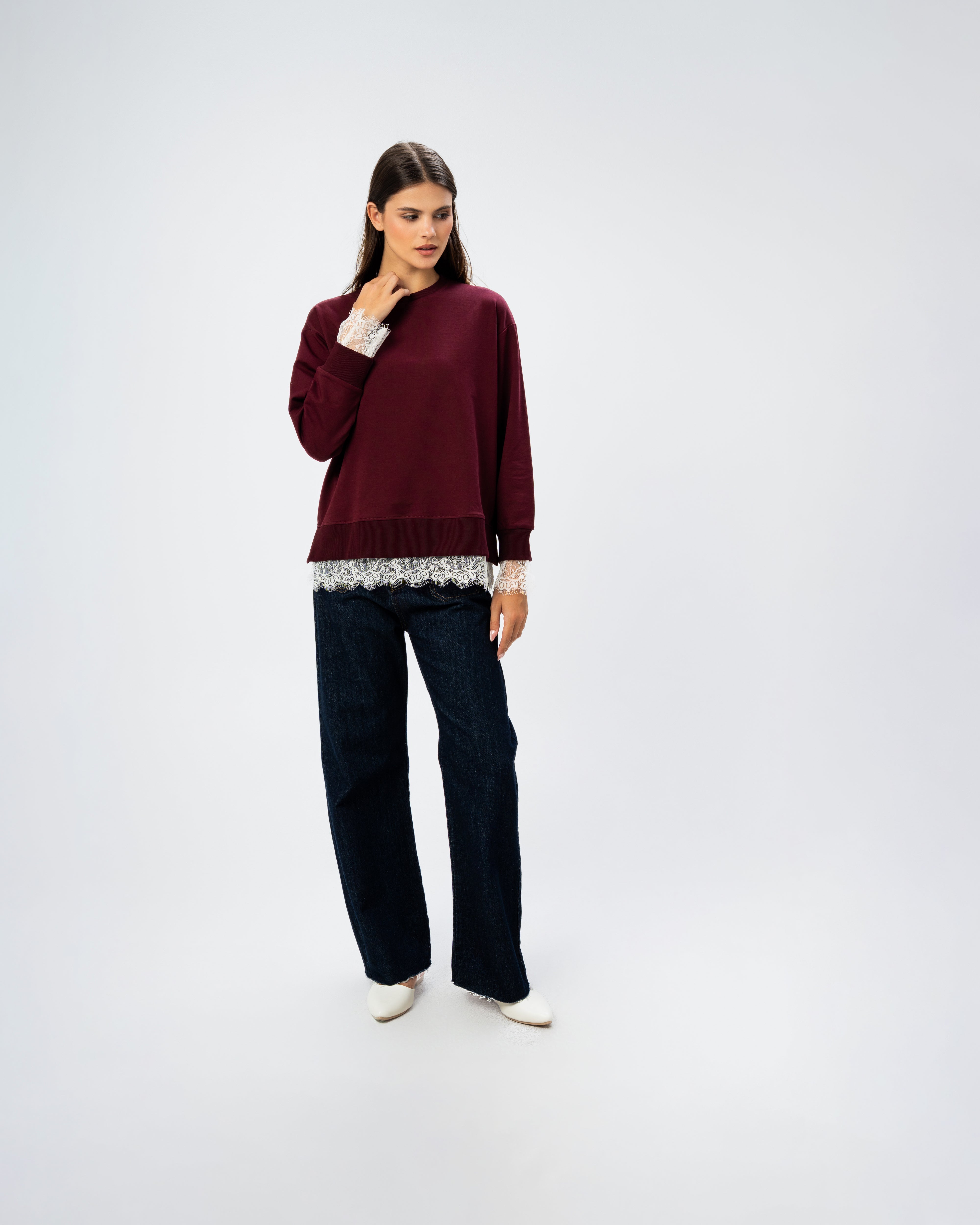 Plain lace sweatshirt