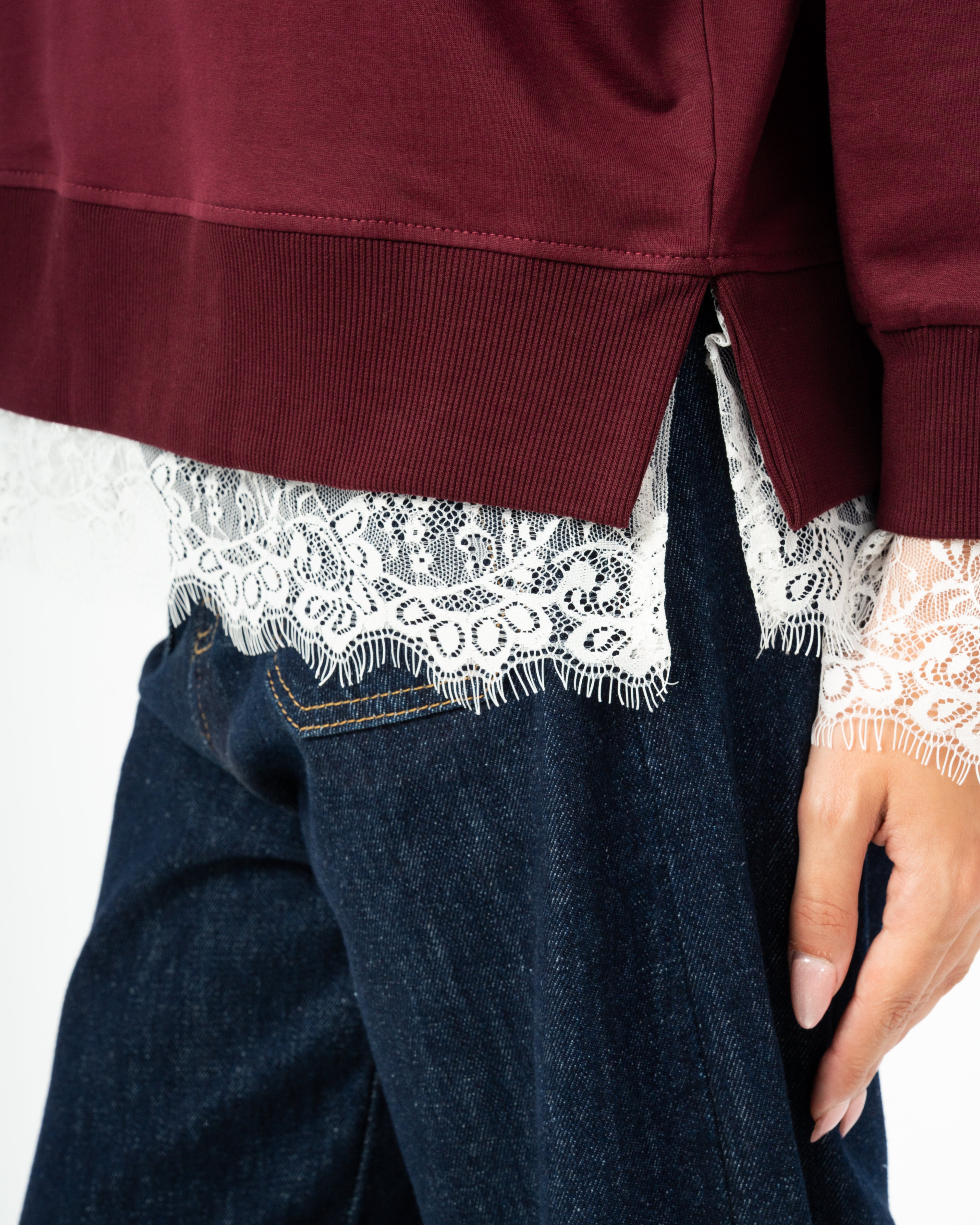 Plain lace sweatshirt