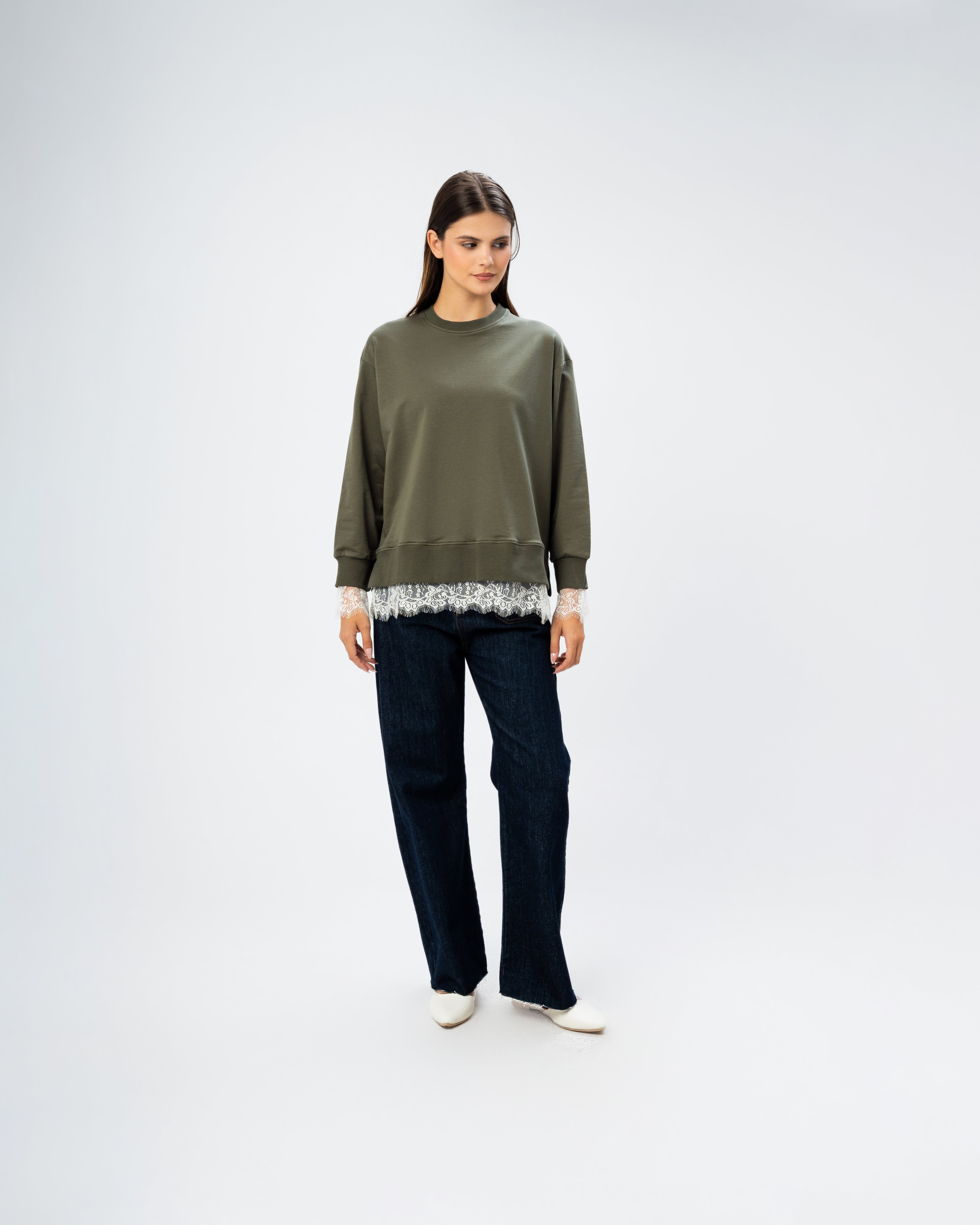 Plain lace sweatshirt