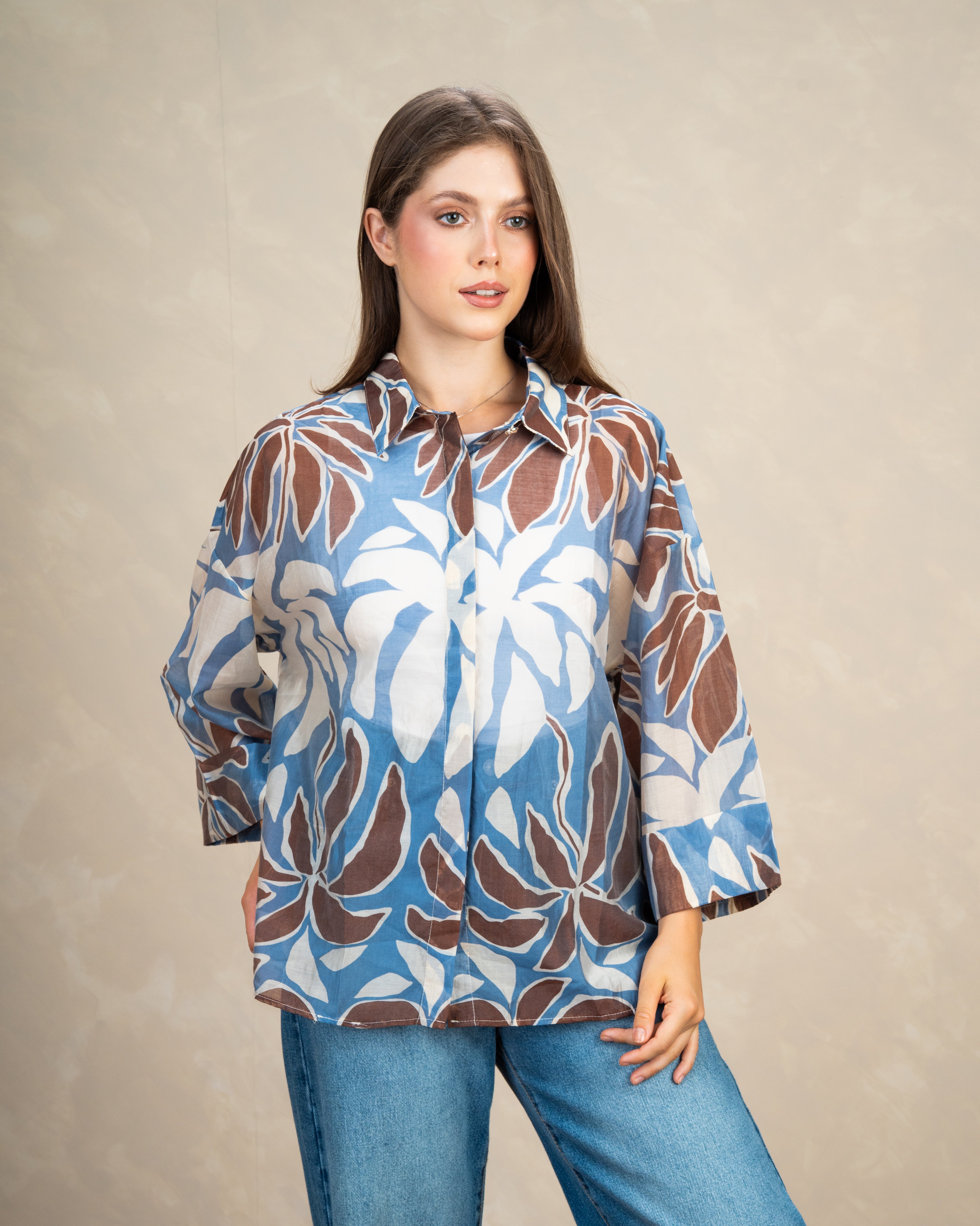 Floral Print Shirt With Short Sleeves