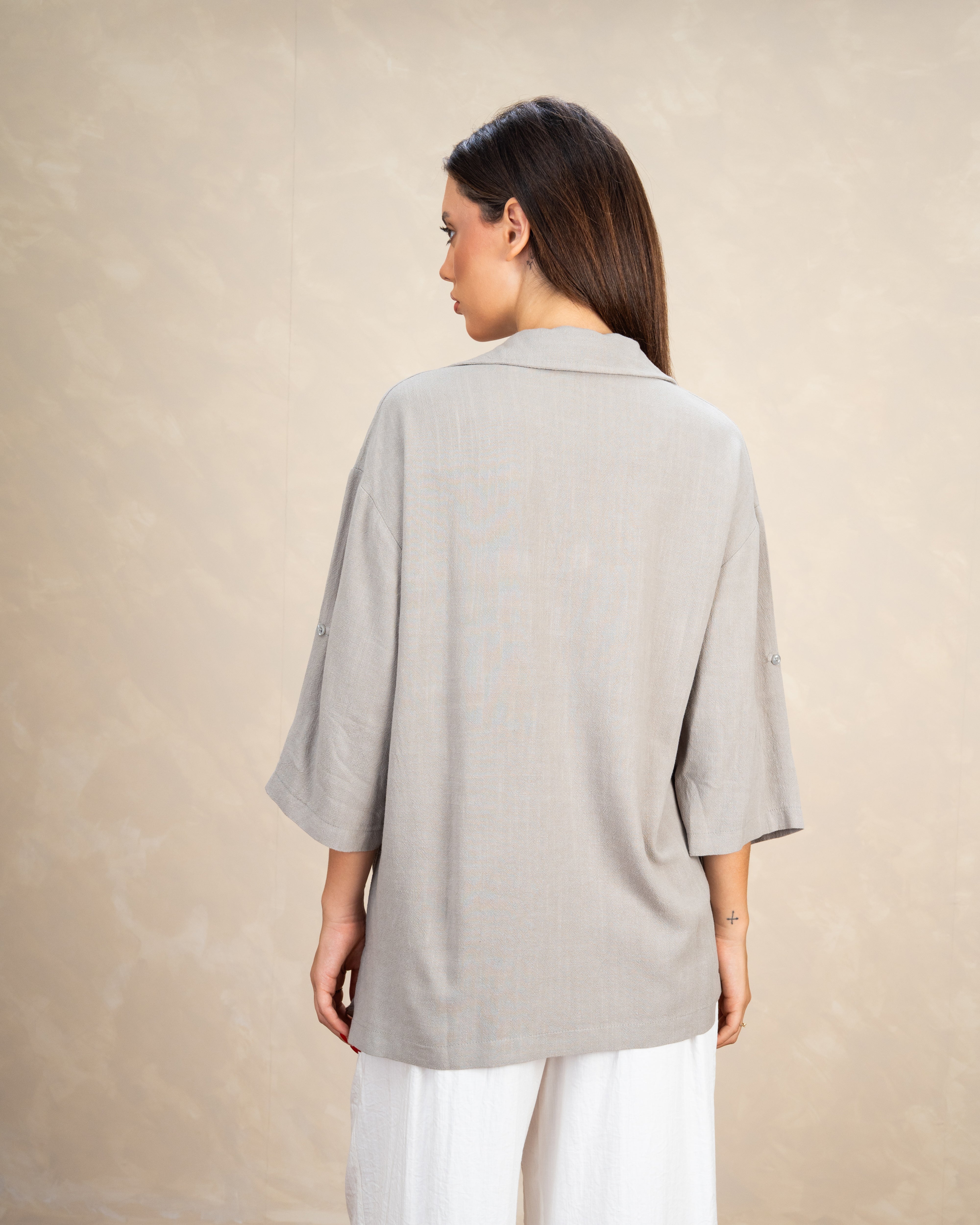 Minimal Linen Blouse With Pocket