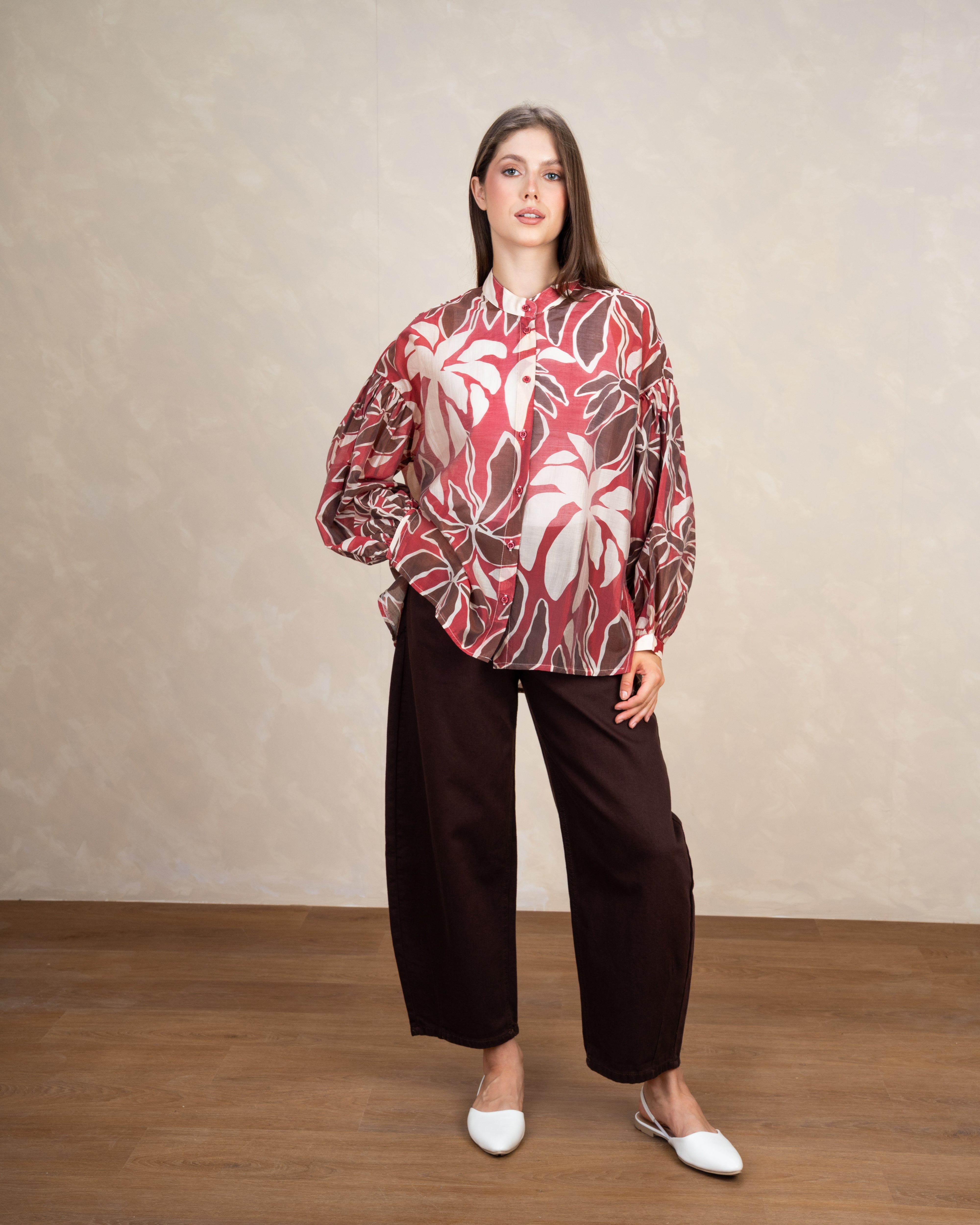 Oversized Floral Print Shirt