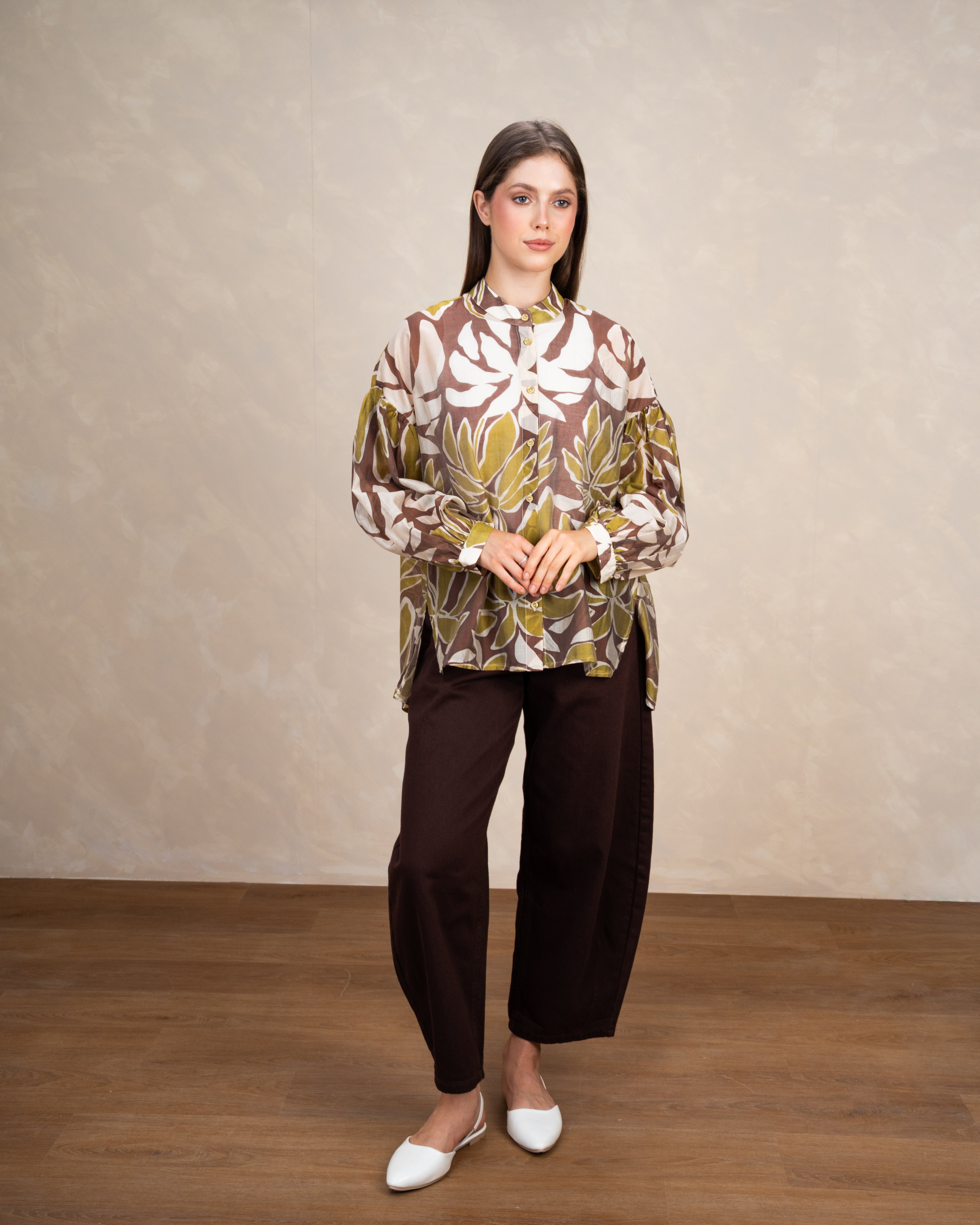 Oversized Floral Print Shirt