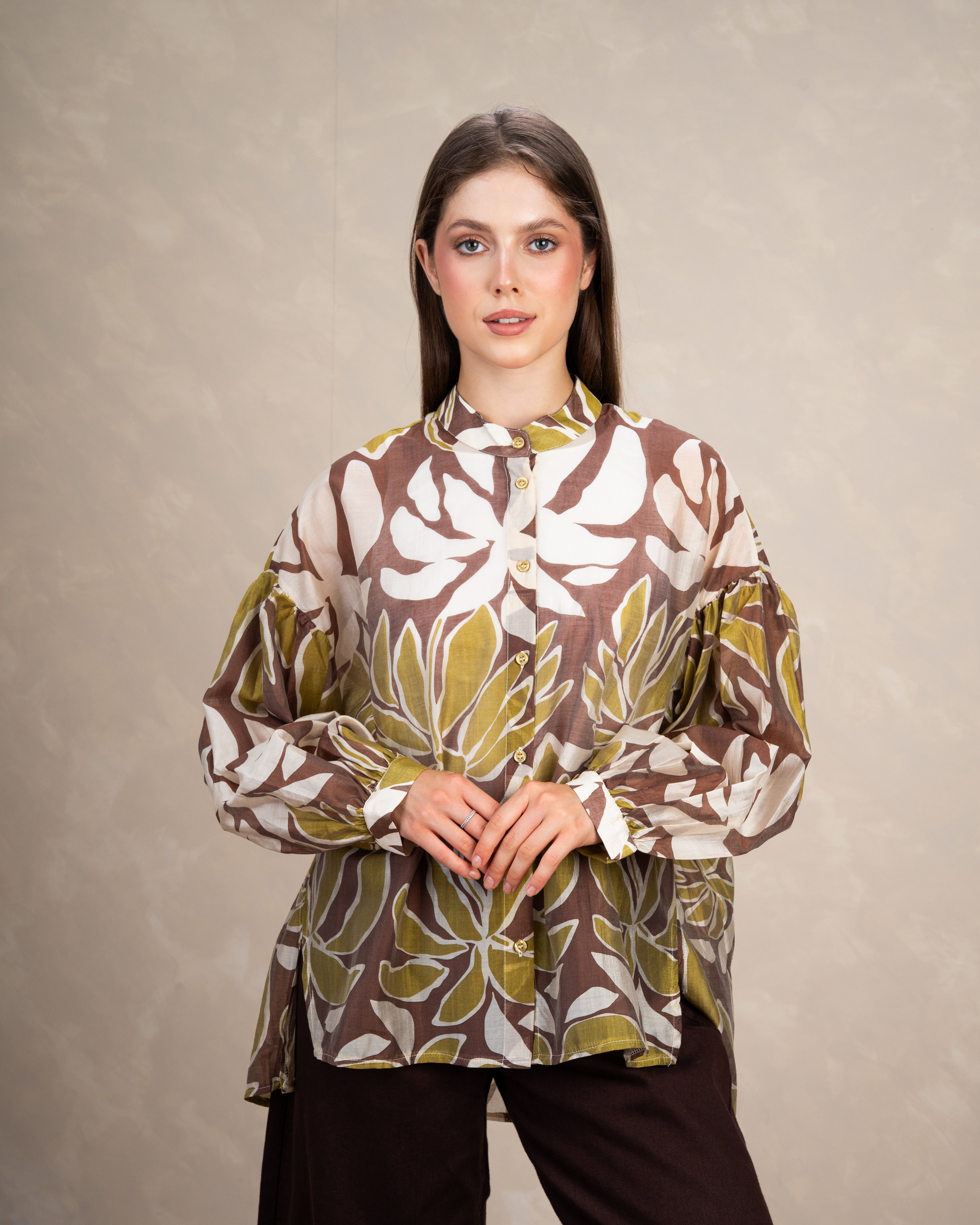 Oversized Floral Print Shirt