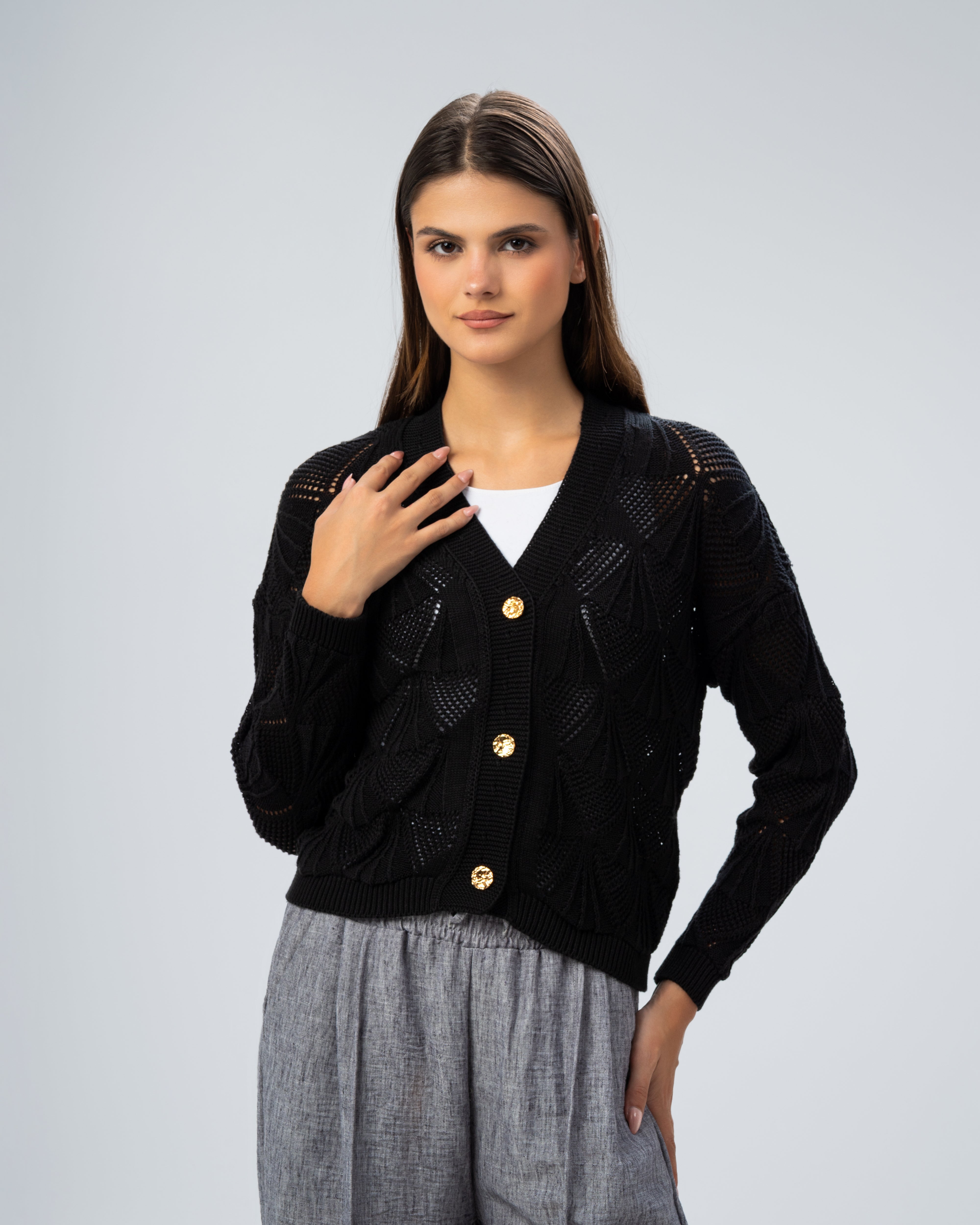 Knitwear Cardigan - With Gold Buttons
