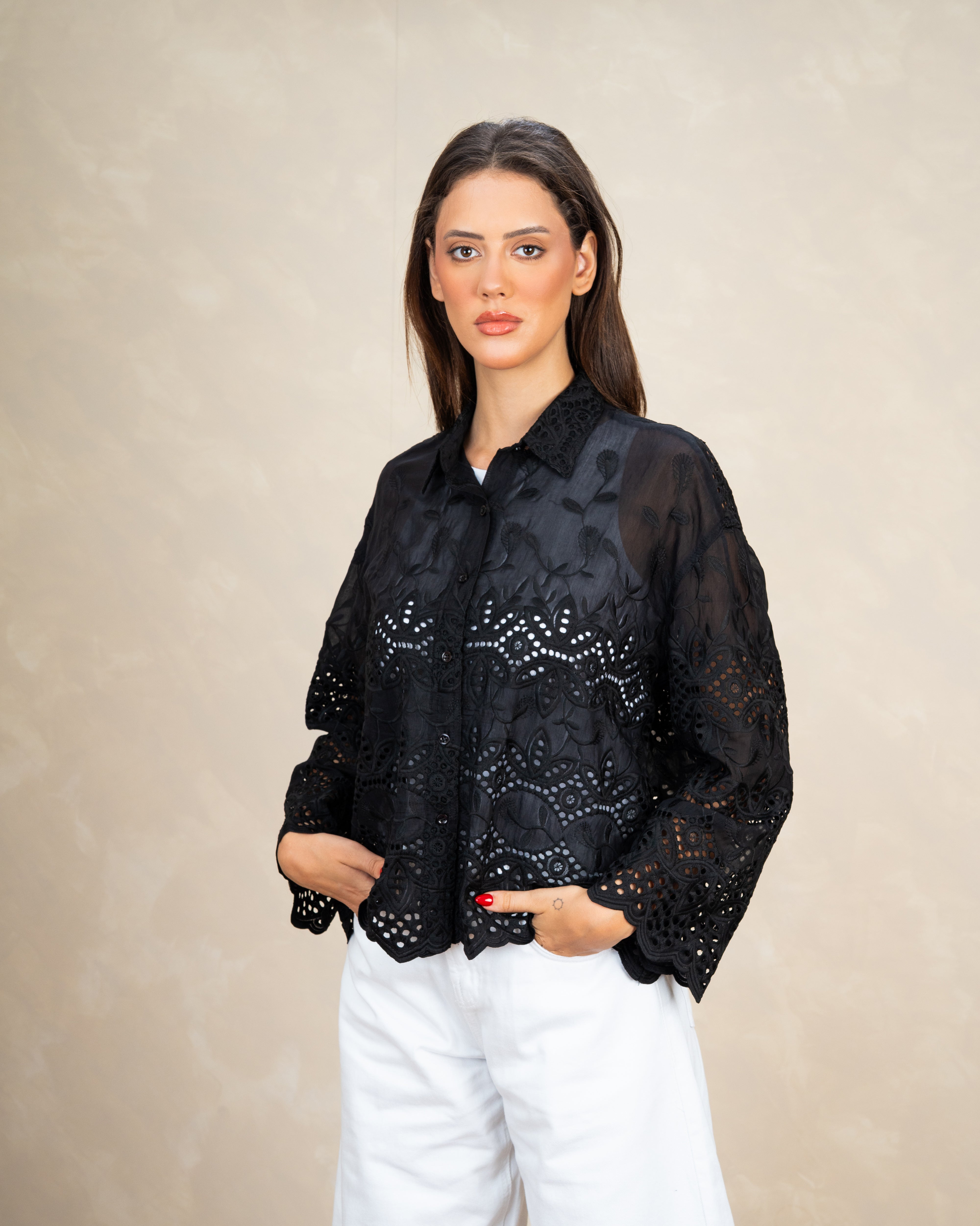 Elegant Floral Embroidered Shirt