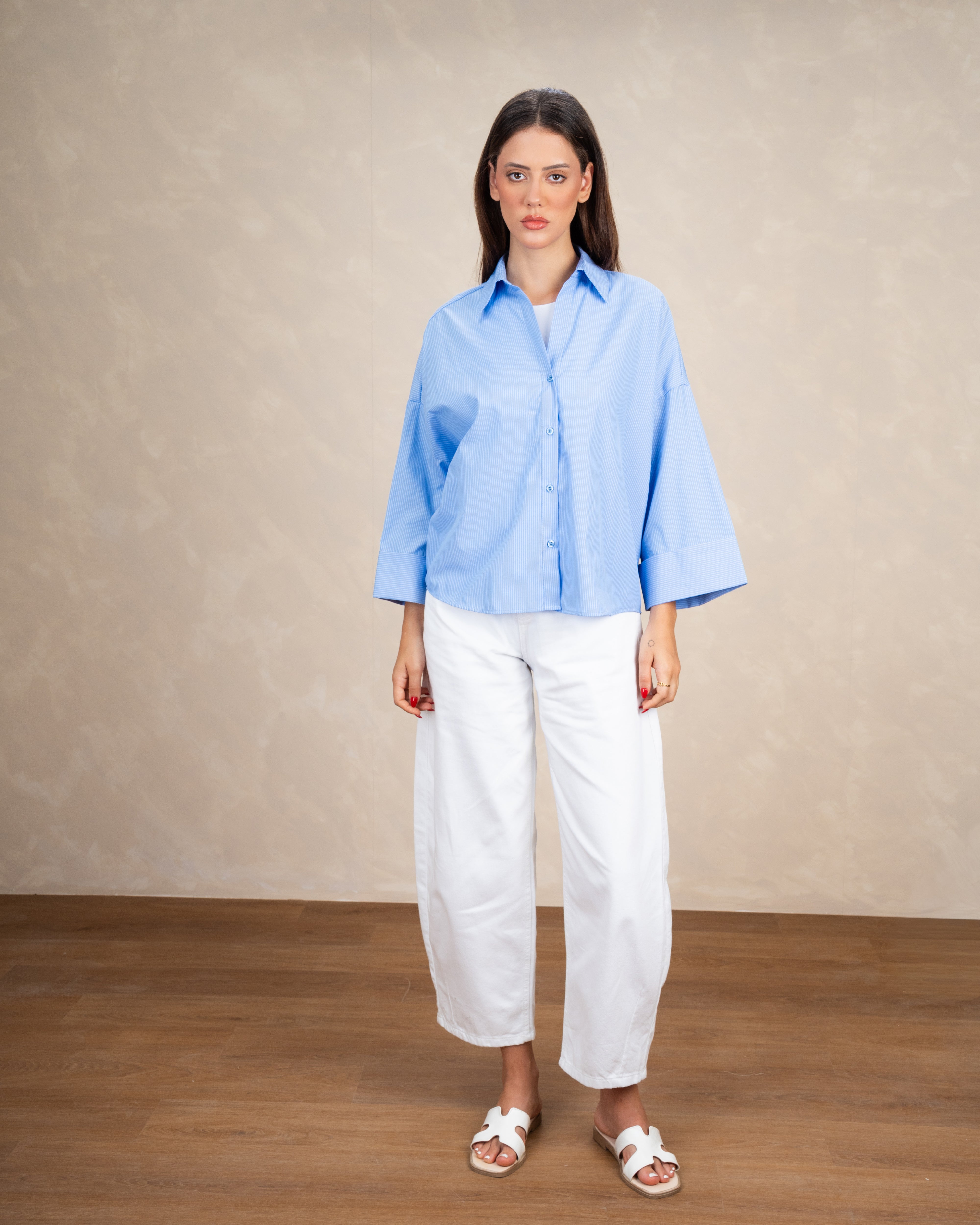 Oversized Plain Shirt With Back Tie Detail