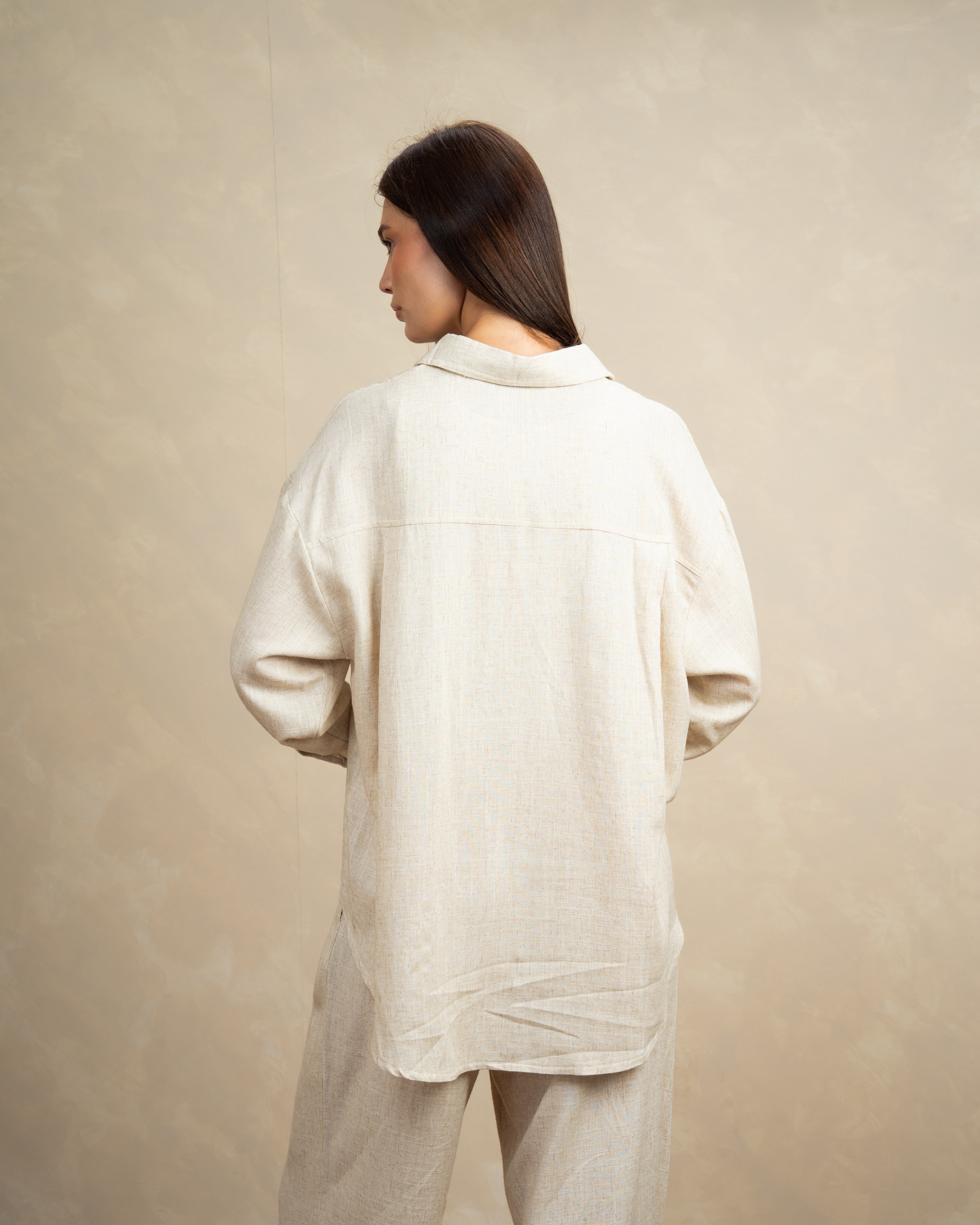Plain Linen Shirt With Colored Buttons
