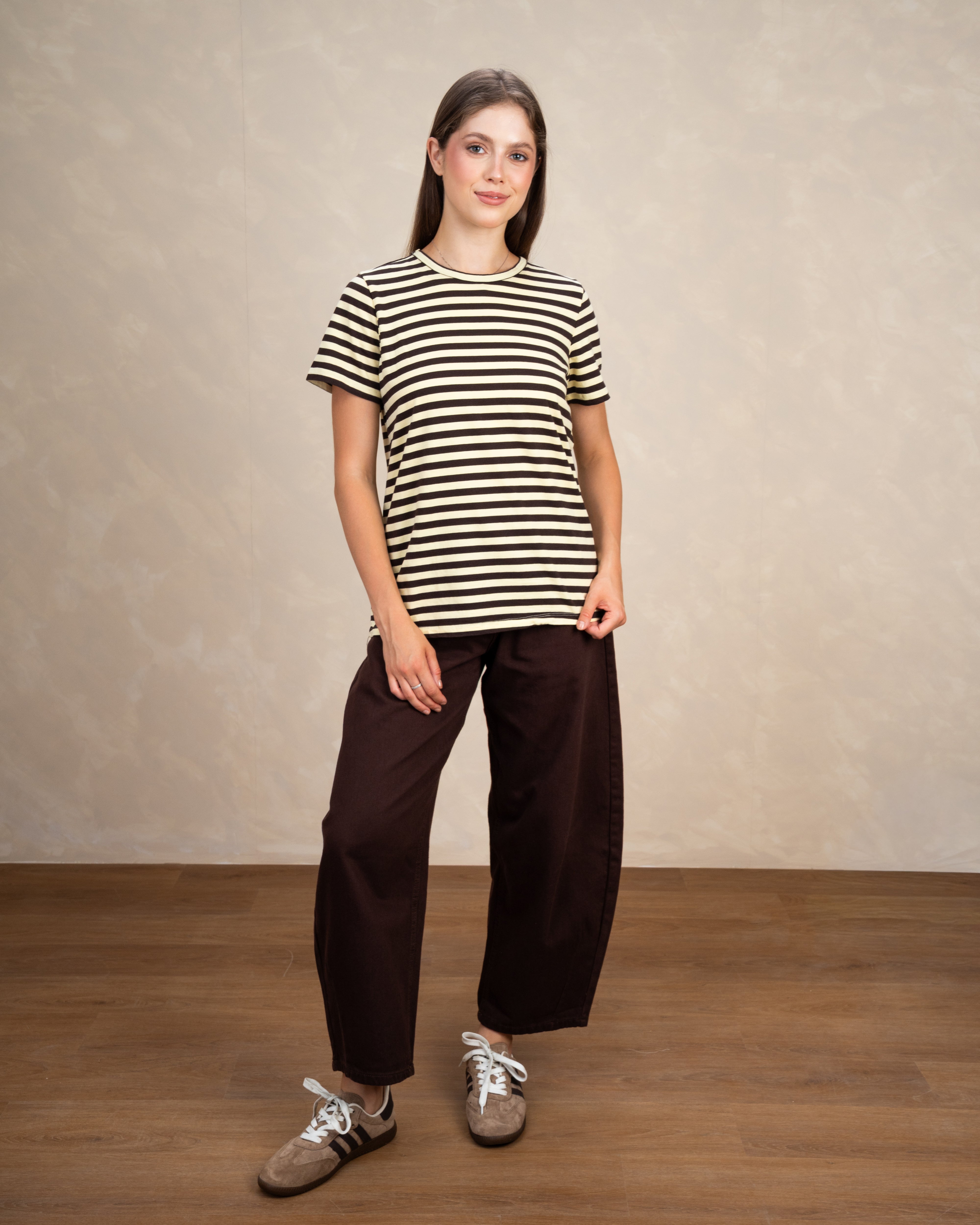 Long Colorful Striped Basic Top