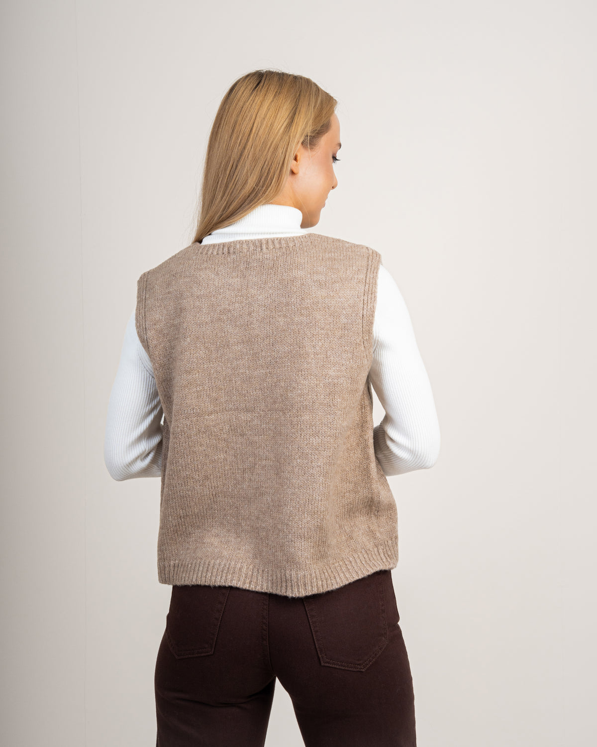 Open Sleeveless Vest - With Front Tie