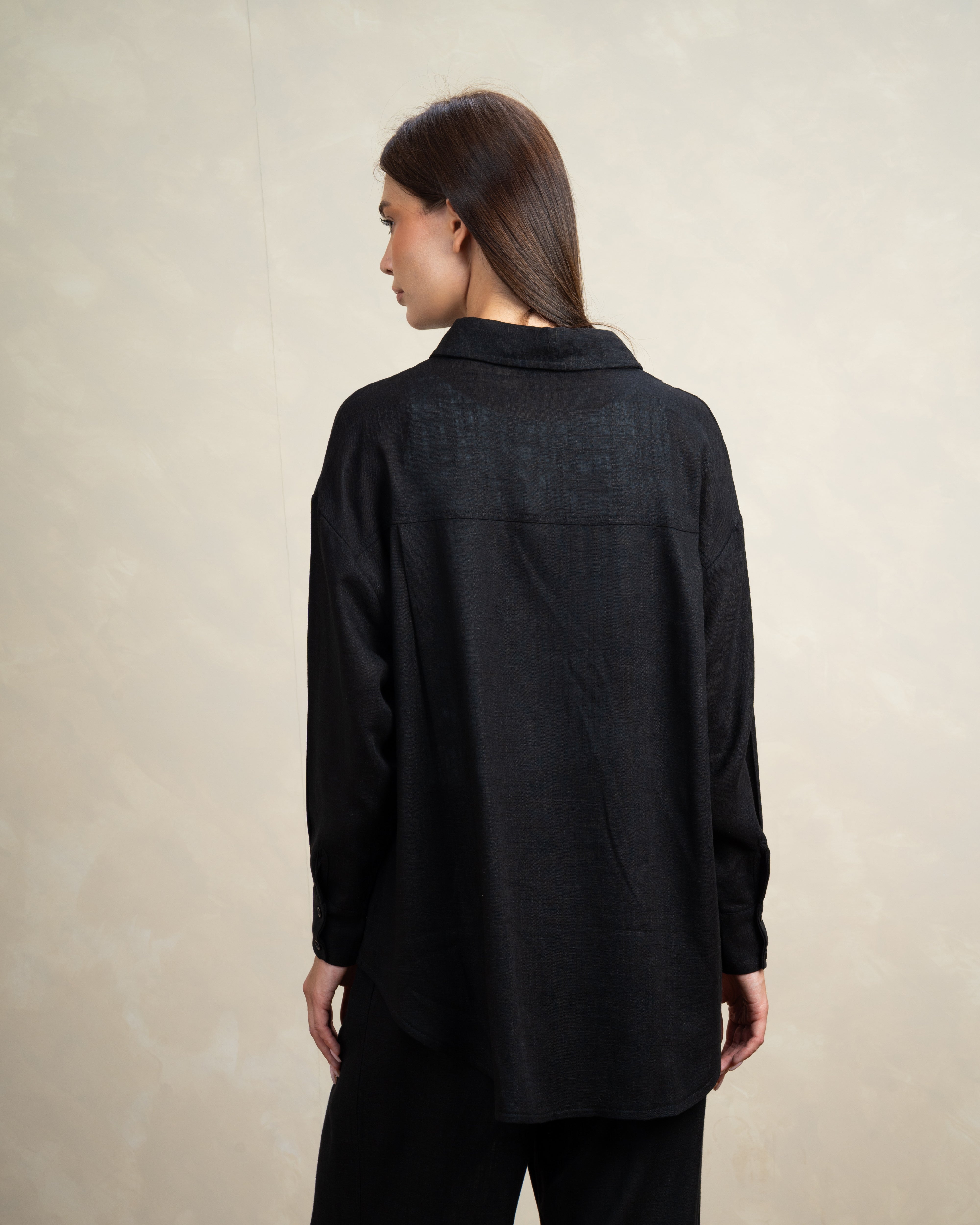 Plain Linen Shirt With Colored Buttons