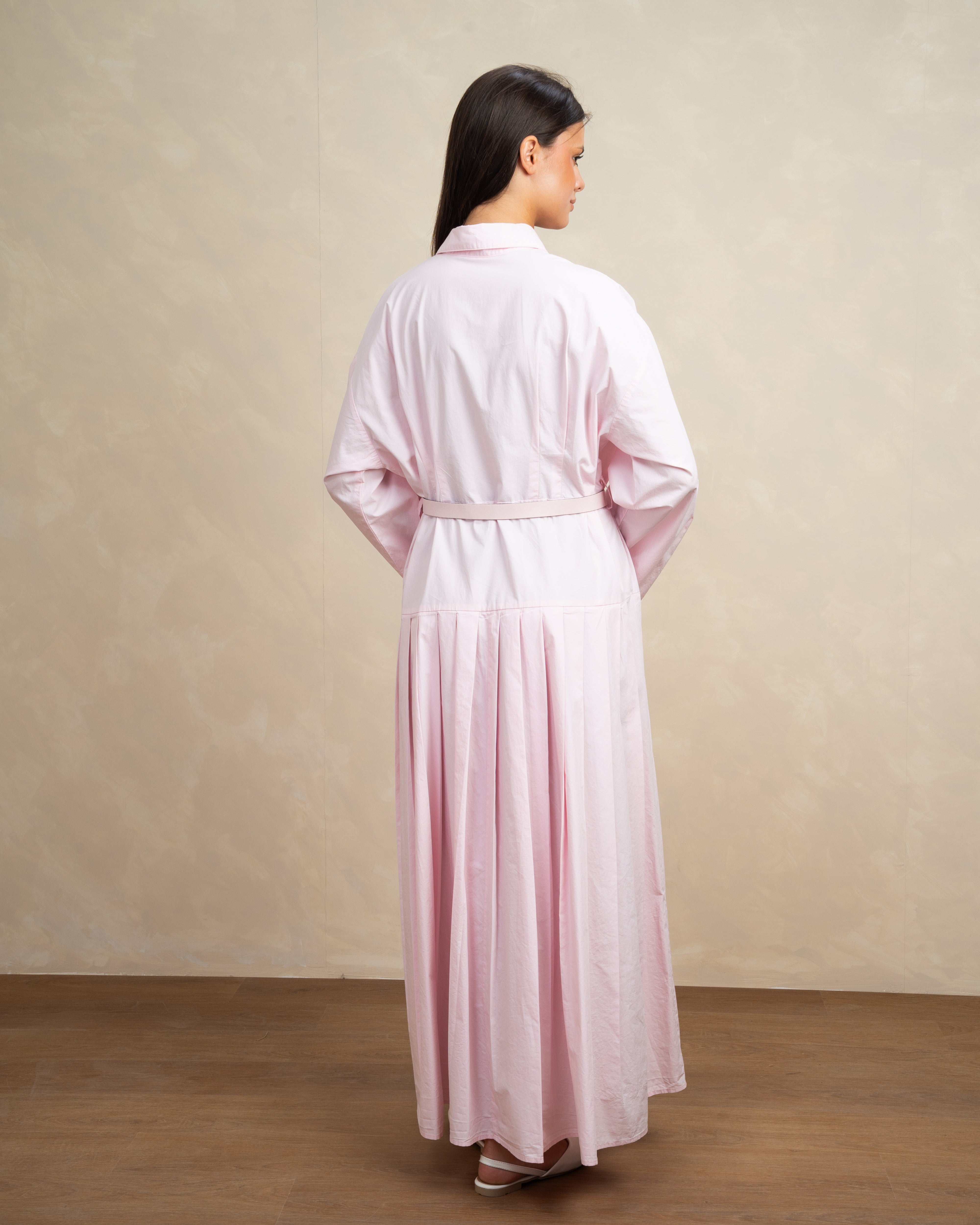 Wide Dress With Belt And Wide Sleeves
