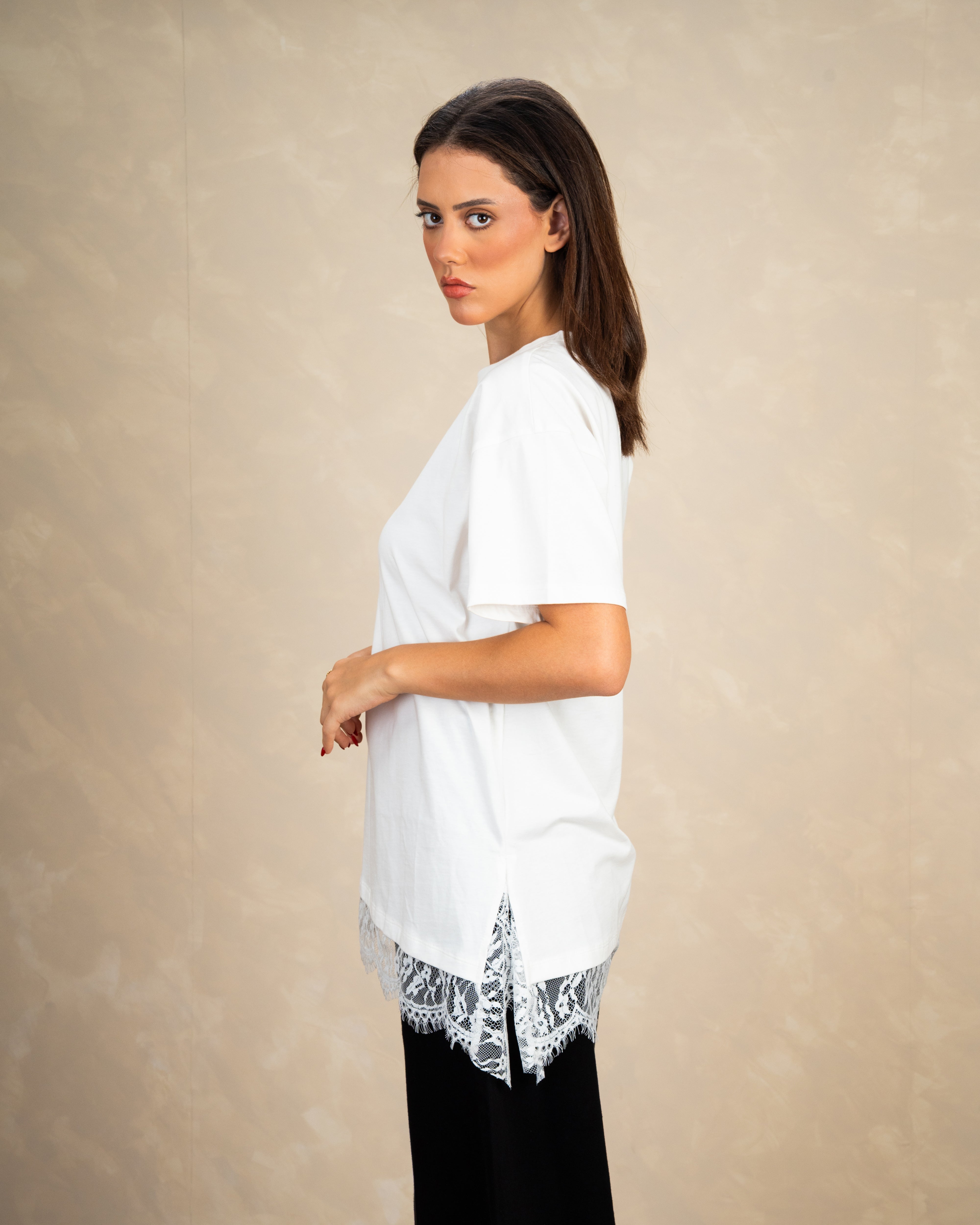 Short Sleeve T-Shirt With Lace Waist