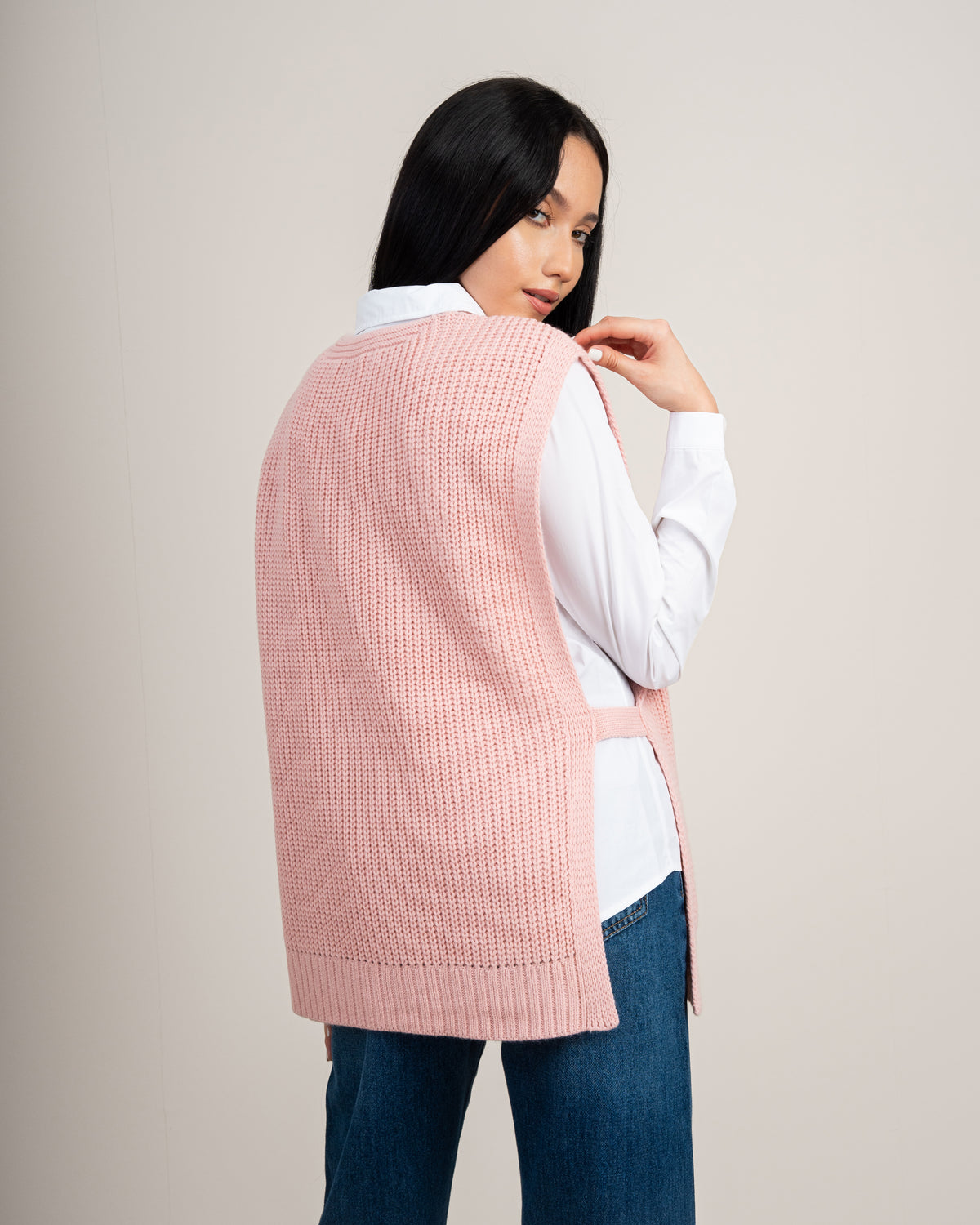 Cable Knitwear Vest - With Belt