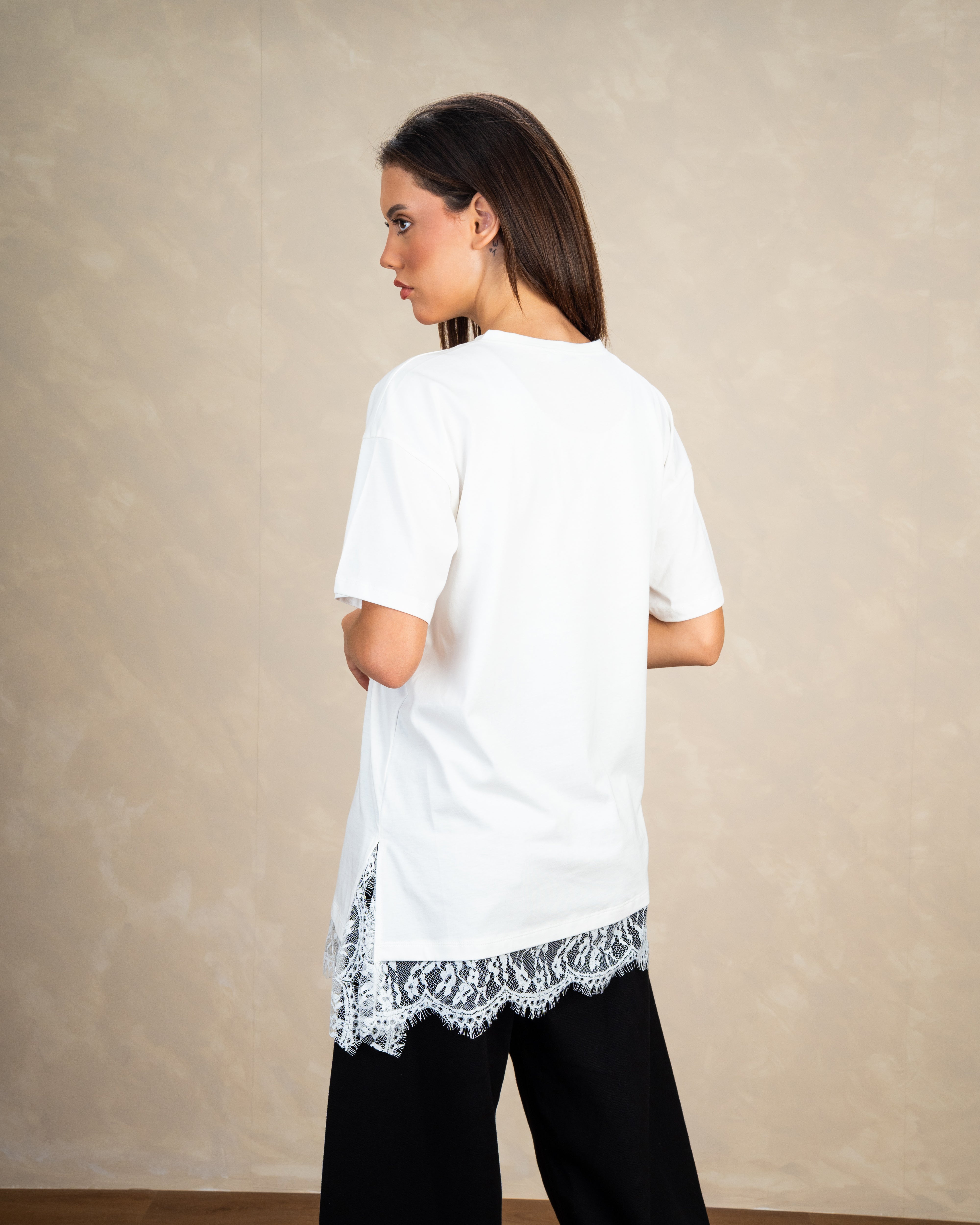 Short Sleeve T-Shirt With Lace Waist