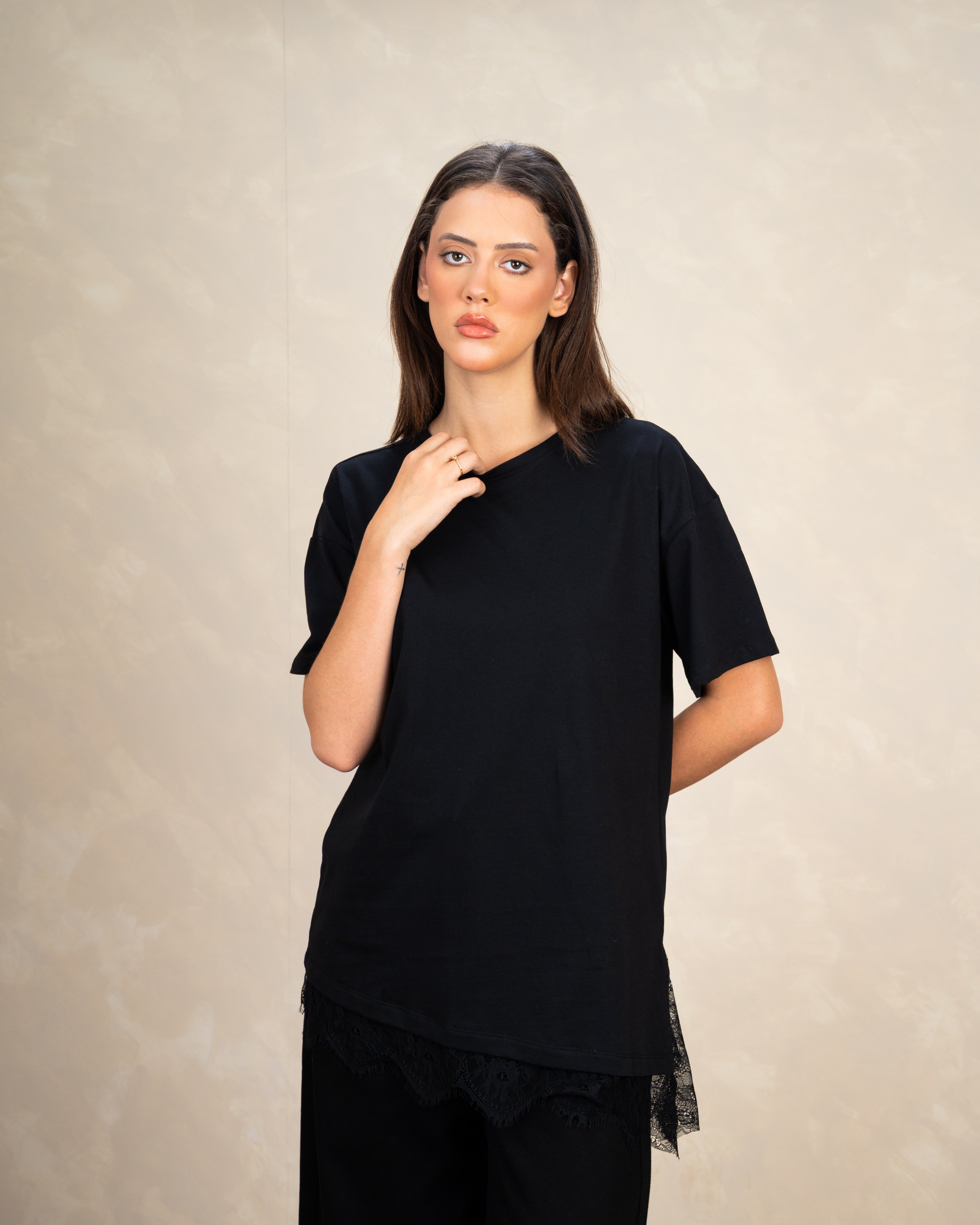Short Sleeve T-Shirt With Lace Waist