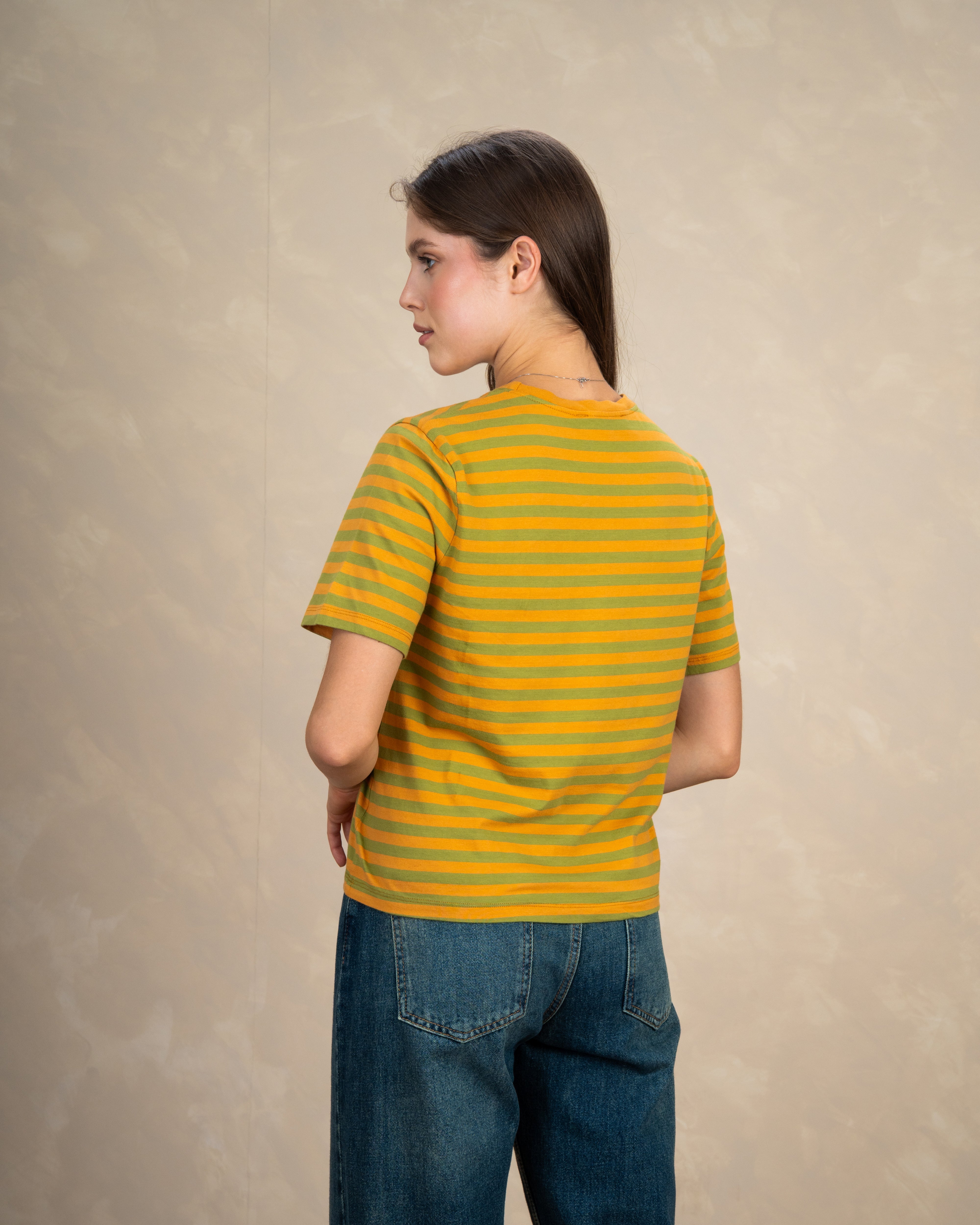 Short Colorful Striped Basic Top