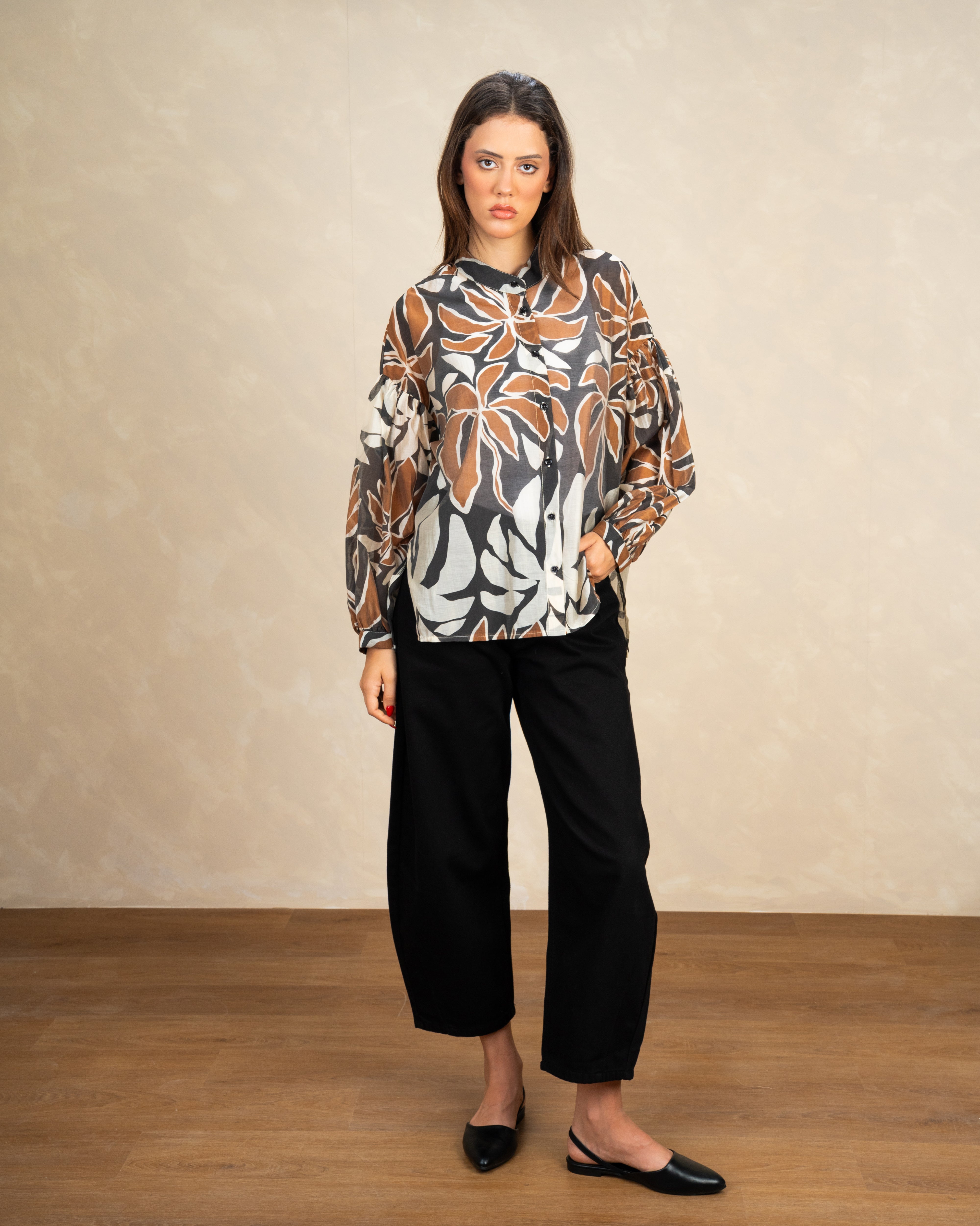 Oversized Floral Print Shirt