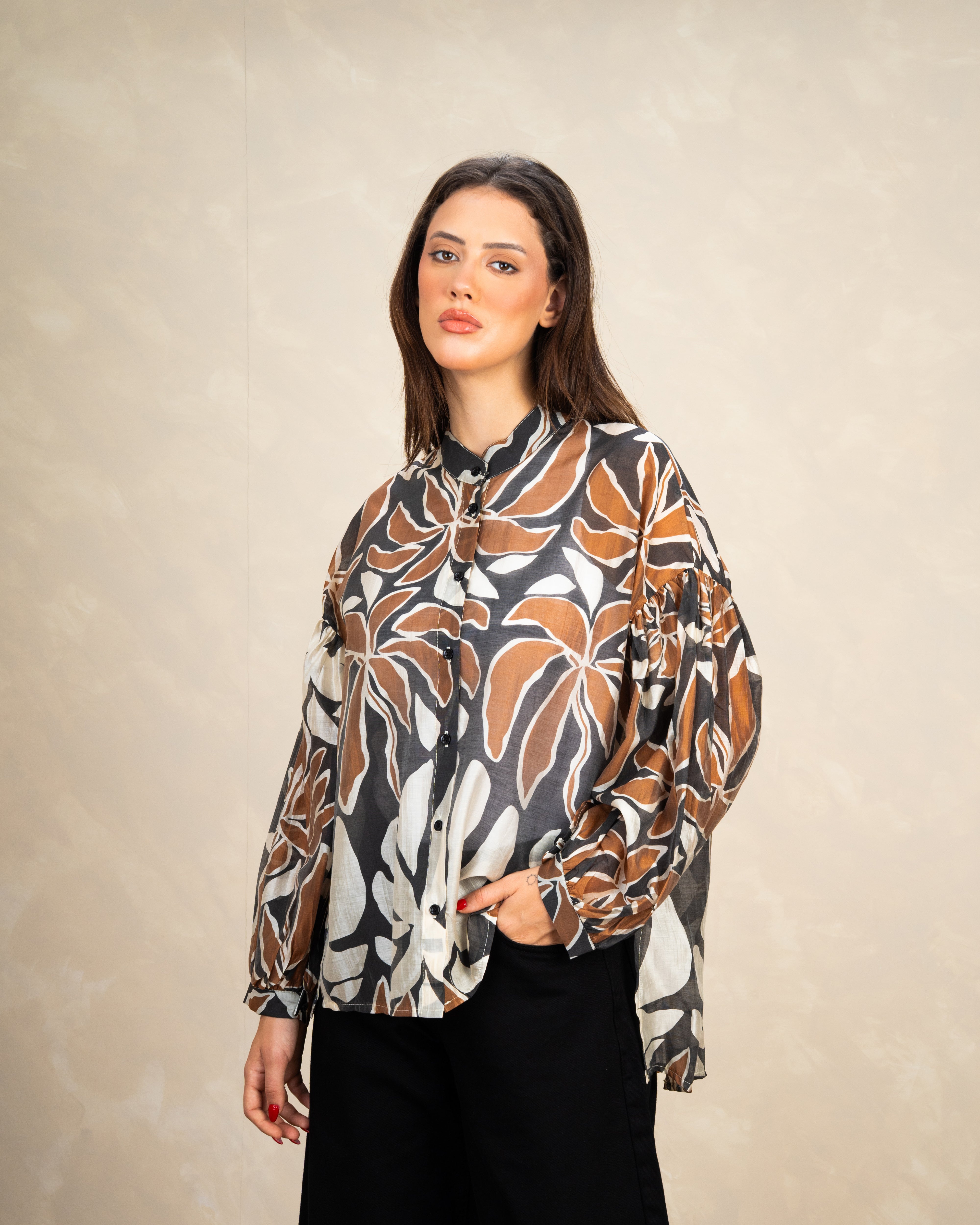 Oversized Floral Print Shirt