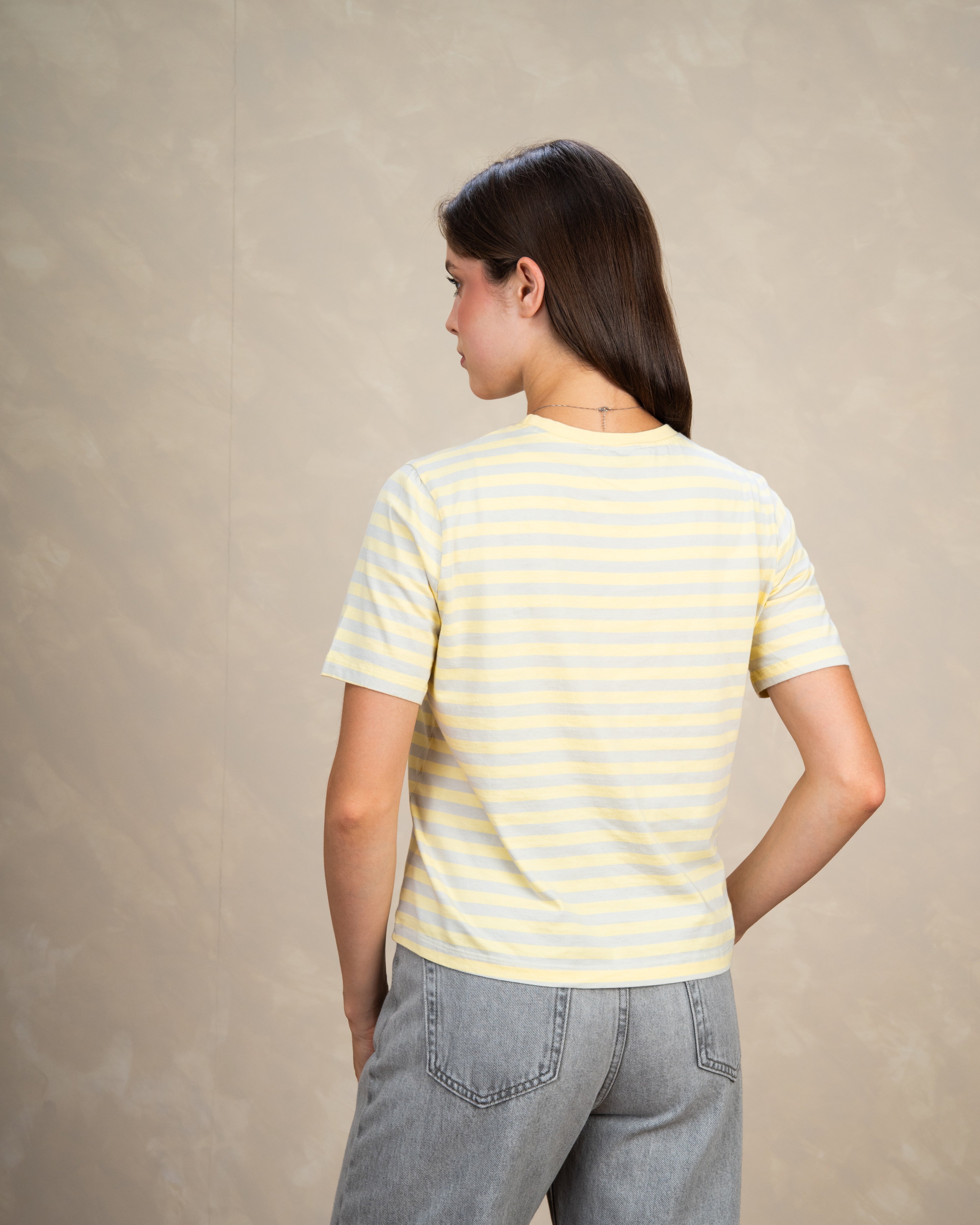 Short Colorful Striped Basic Top
