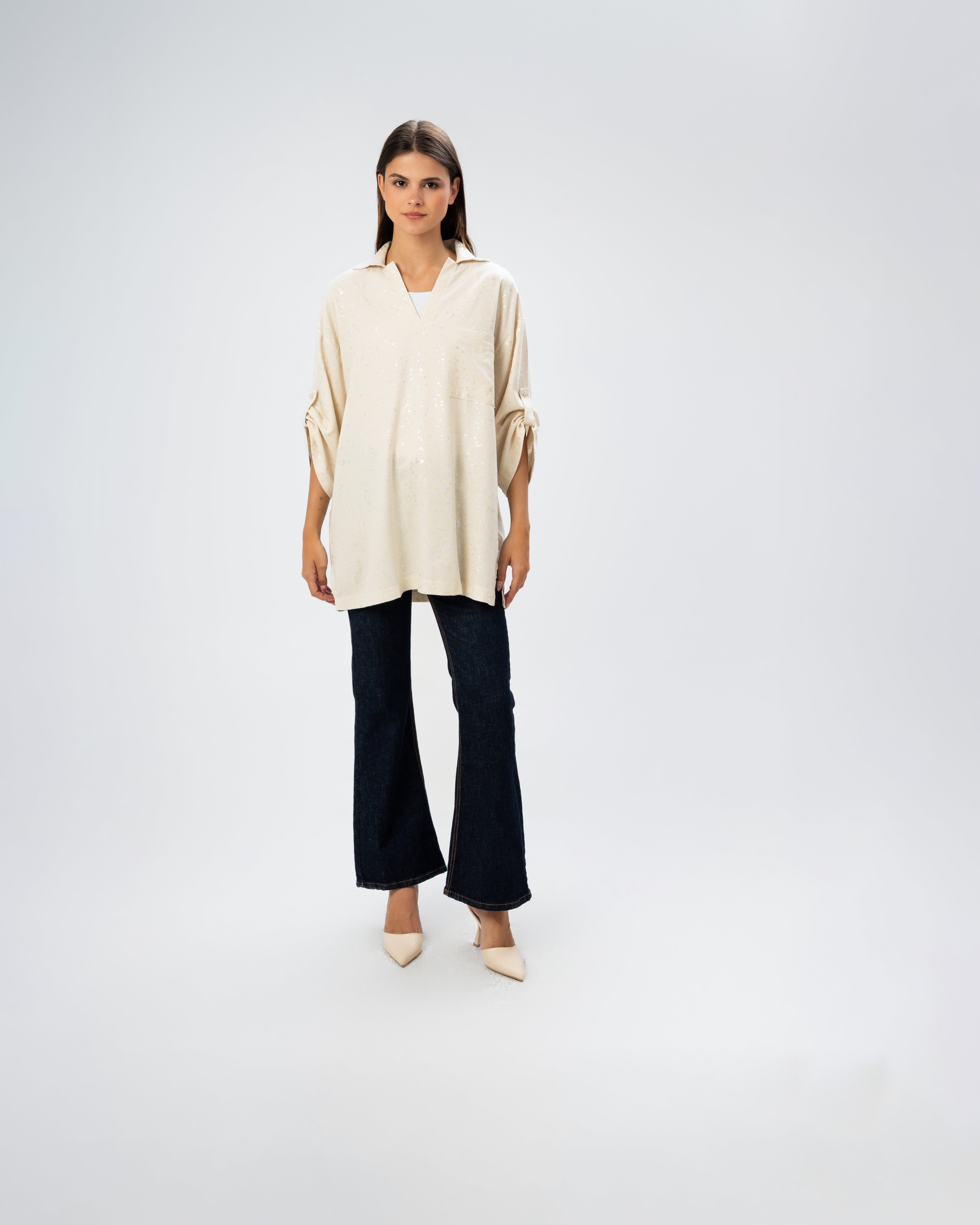 Shimmering Spatter Linen blouse