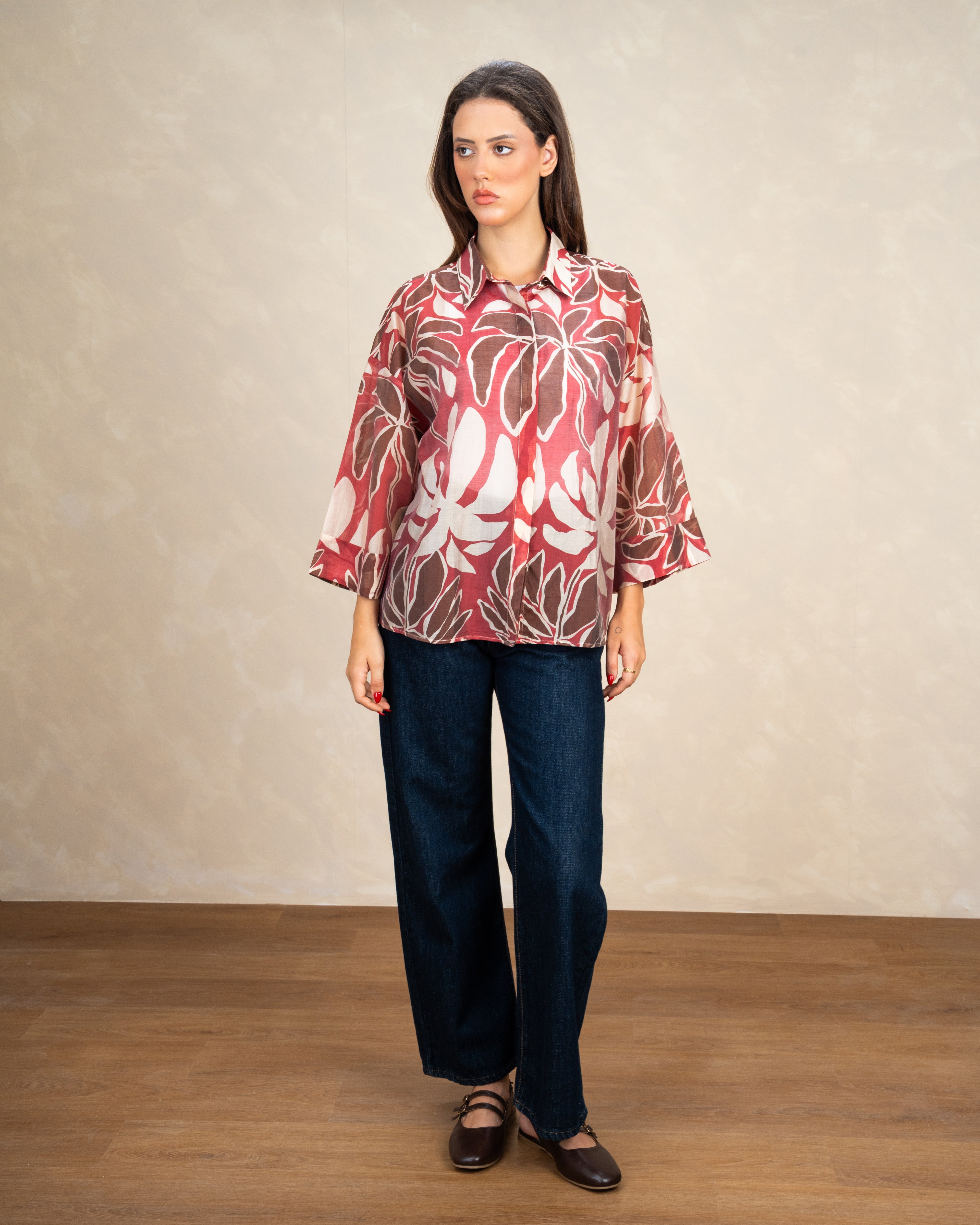 Floral Print Shirt With Short Sleeves