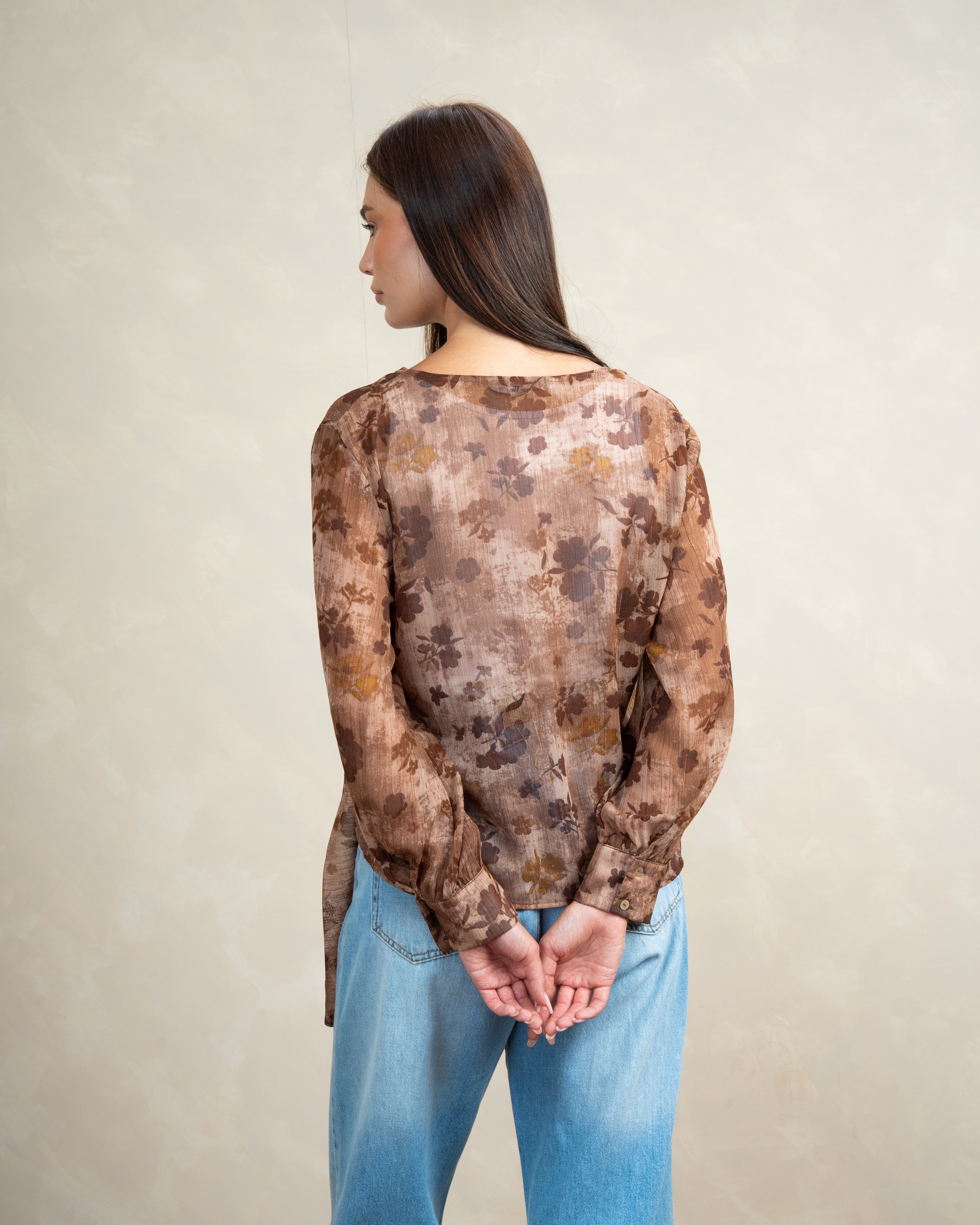 Floral Belted Wrap Blouse