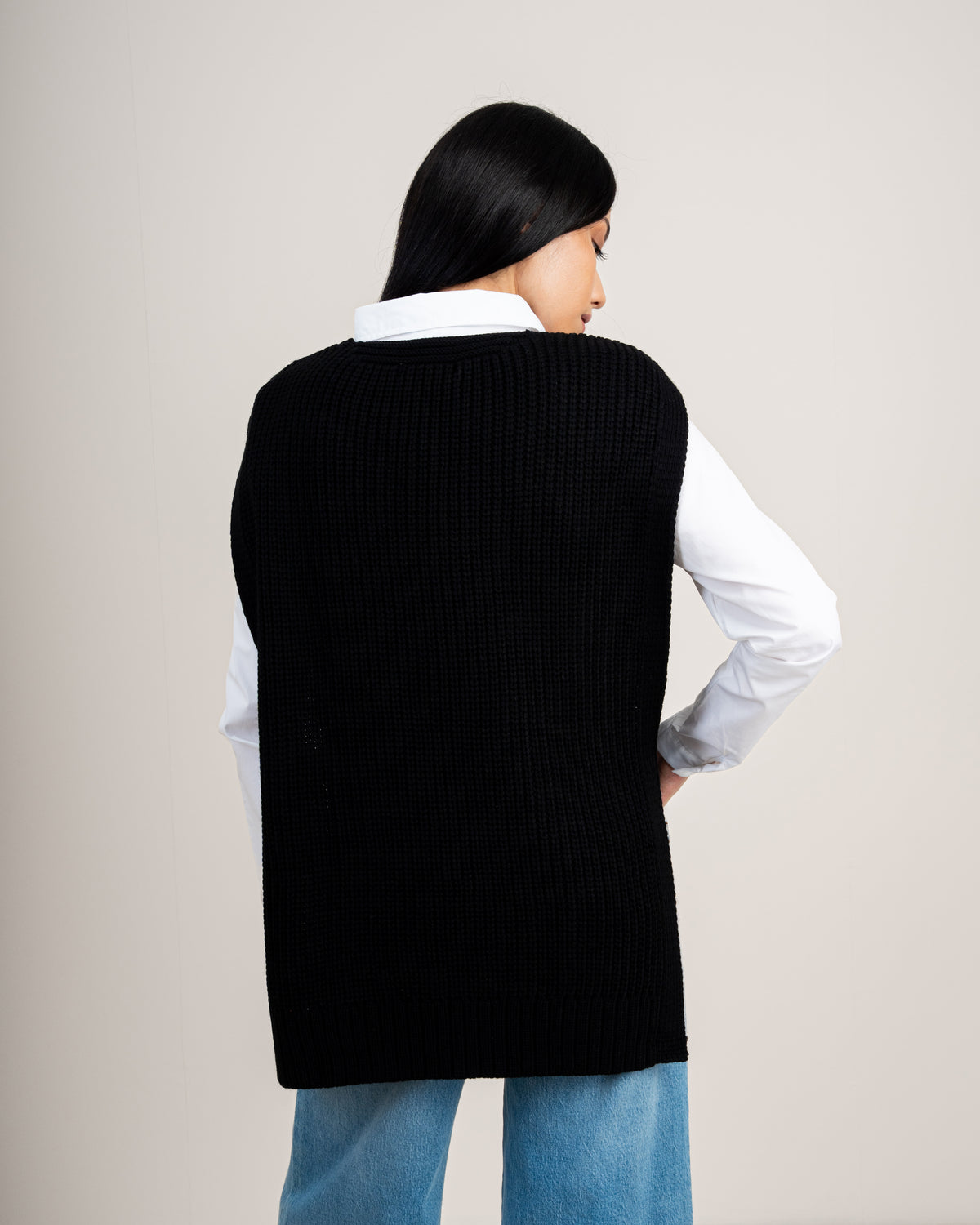 Cable Knitwear Vest - With Belt