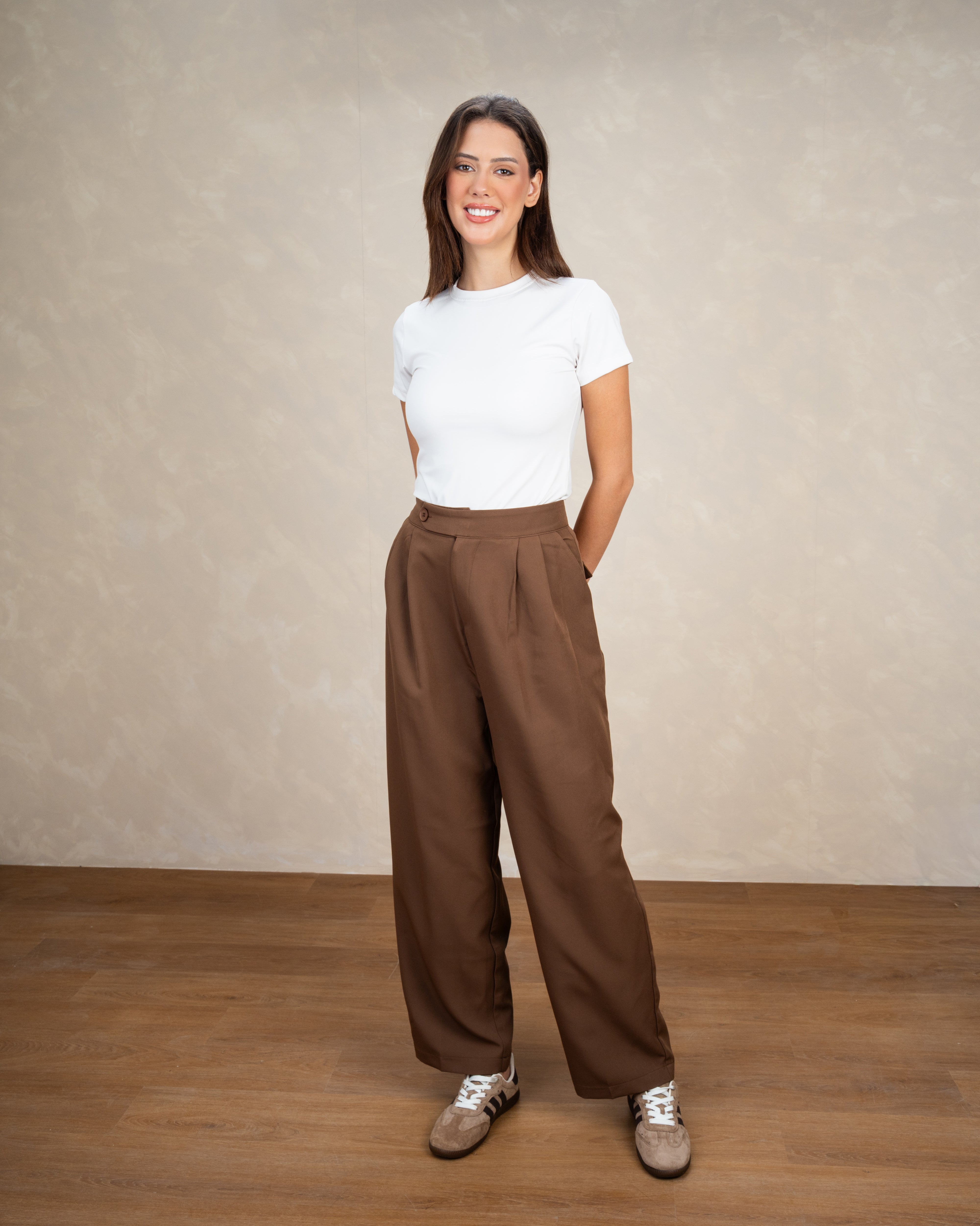 Classic Plain Trousers With Single Button