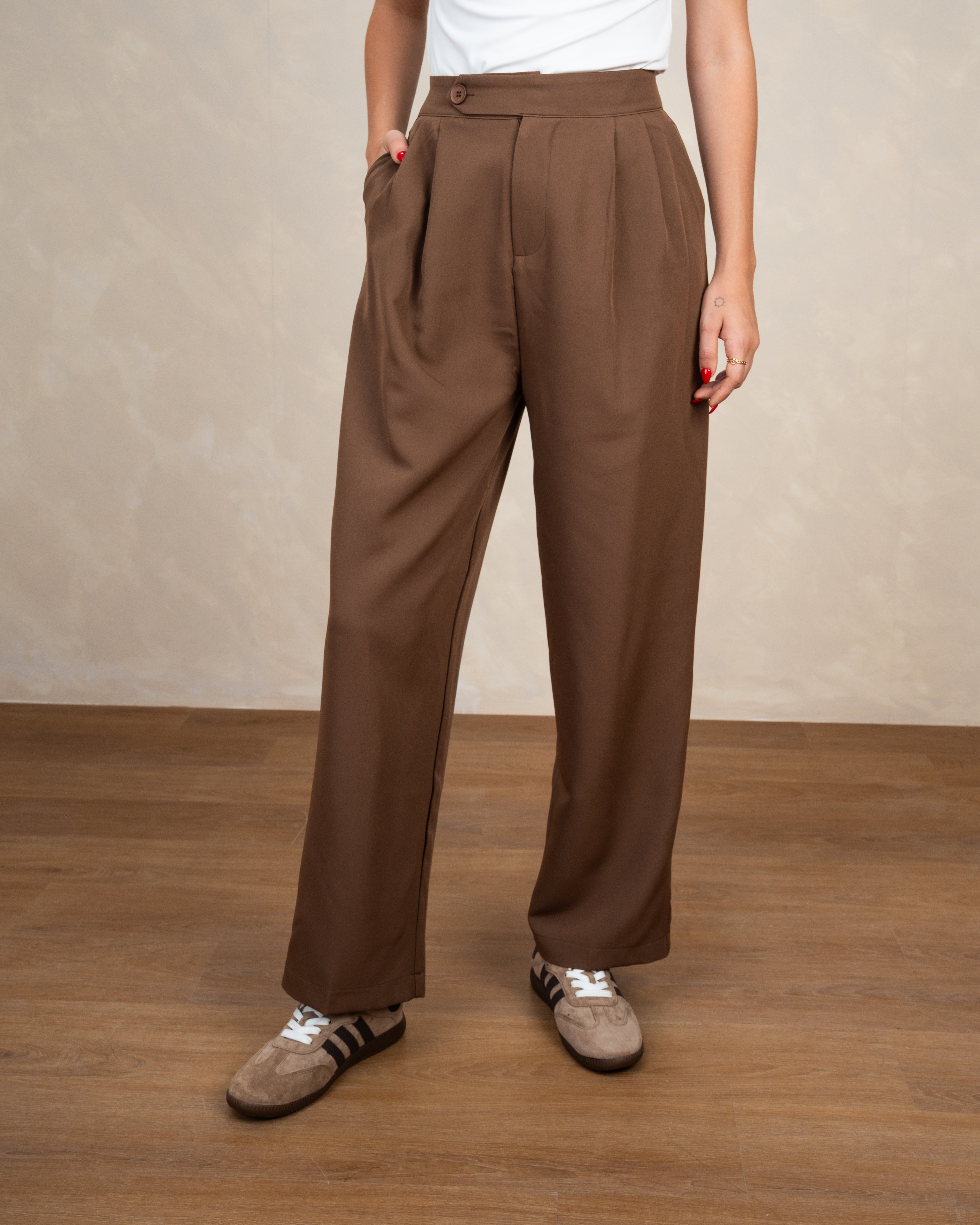 Classic Plain Trousers With Single Button