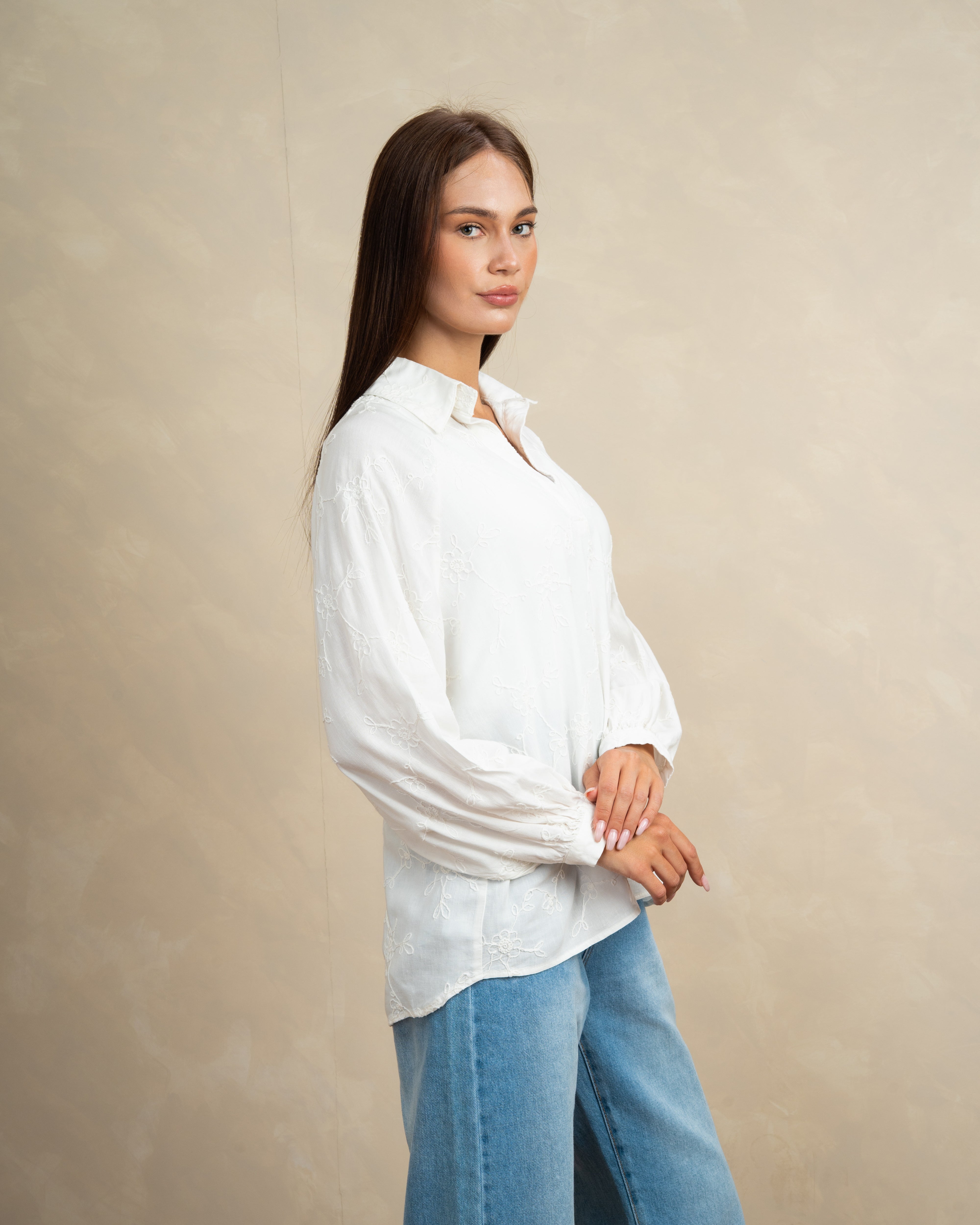 Floral Branch Embroidered Blouse