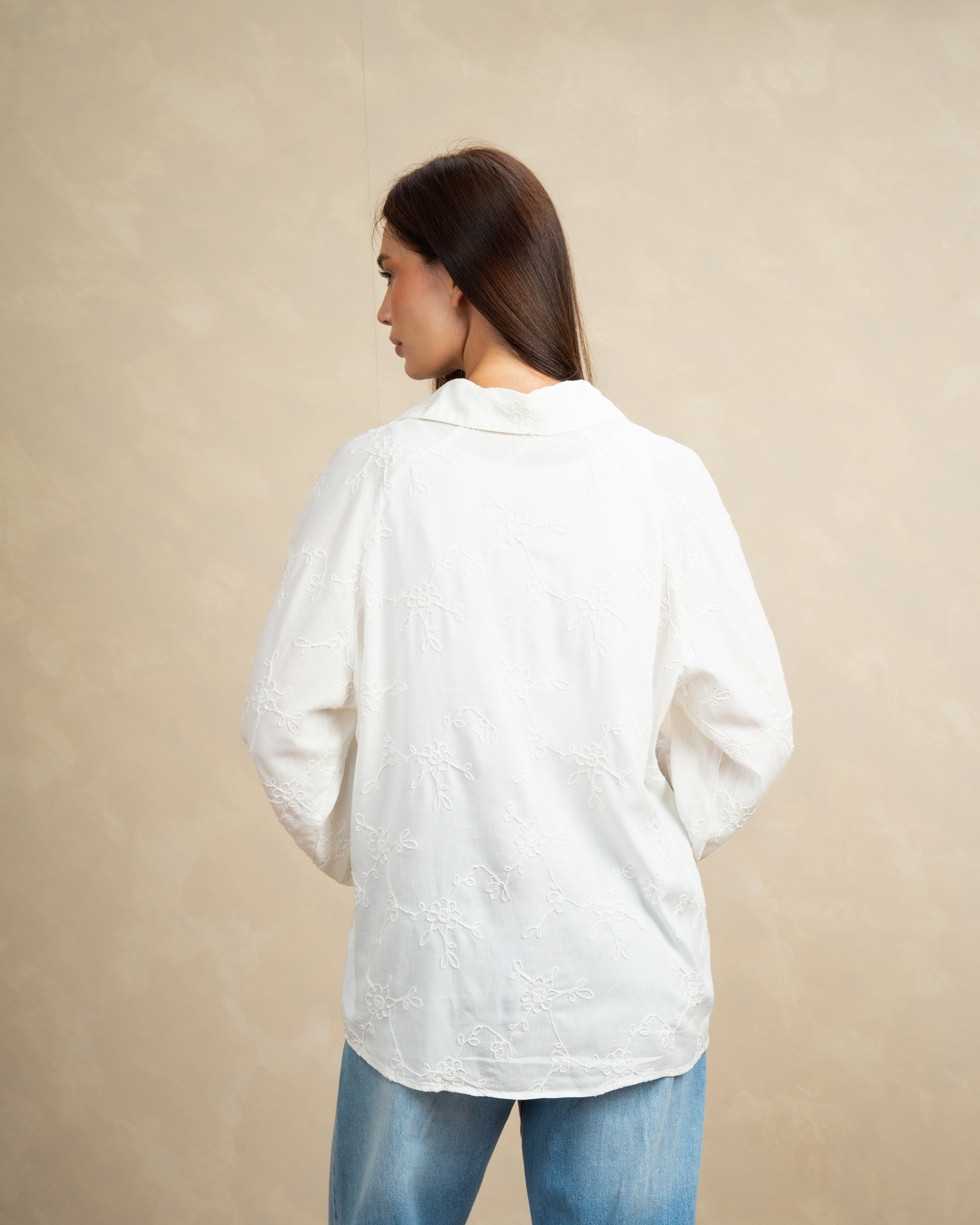 Floral Branch Embroidered Blouse