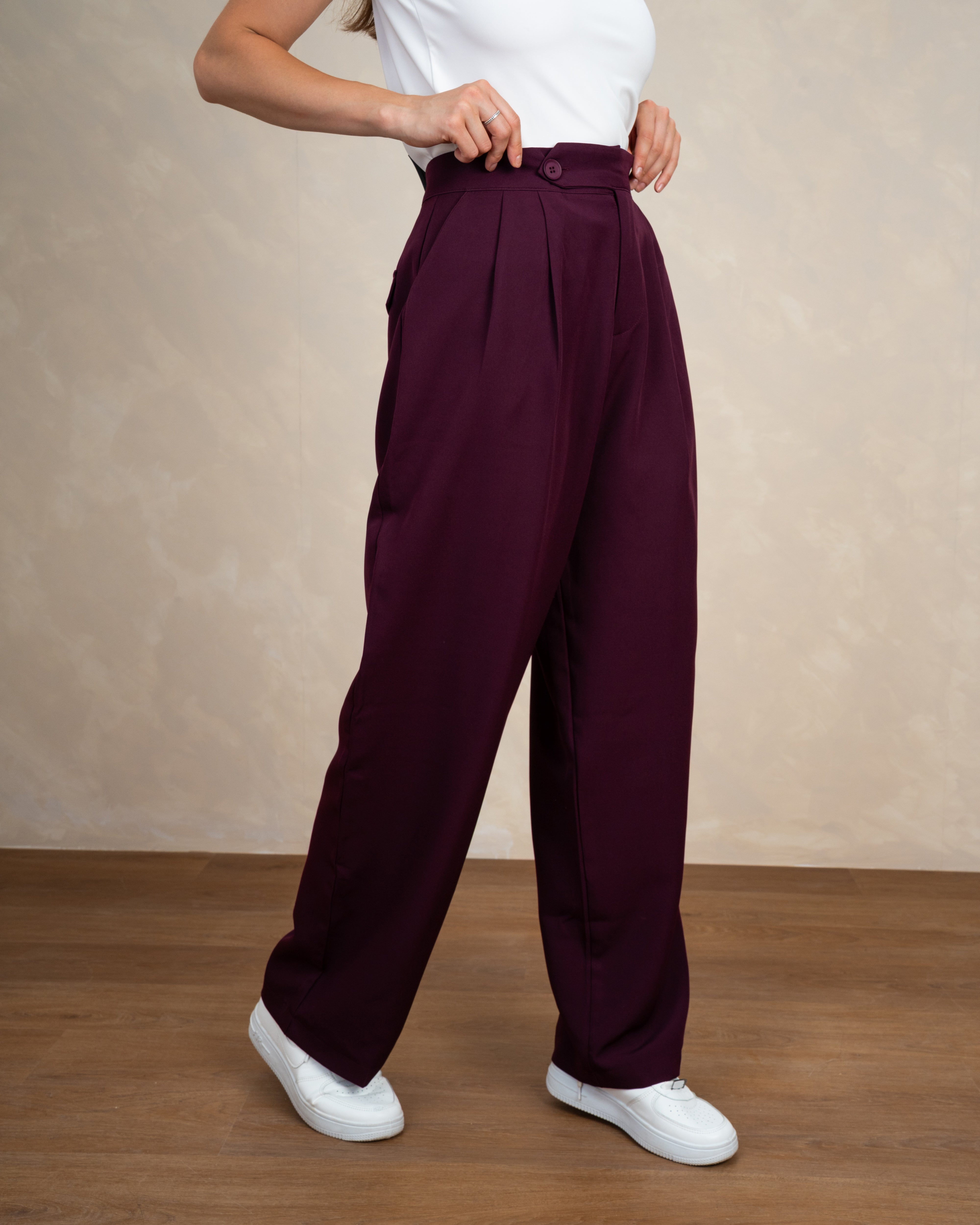Classic Plain Trousers With Single Button
