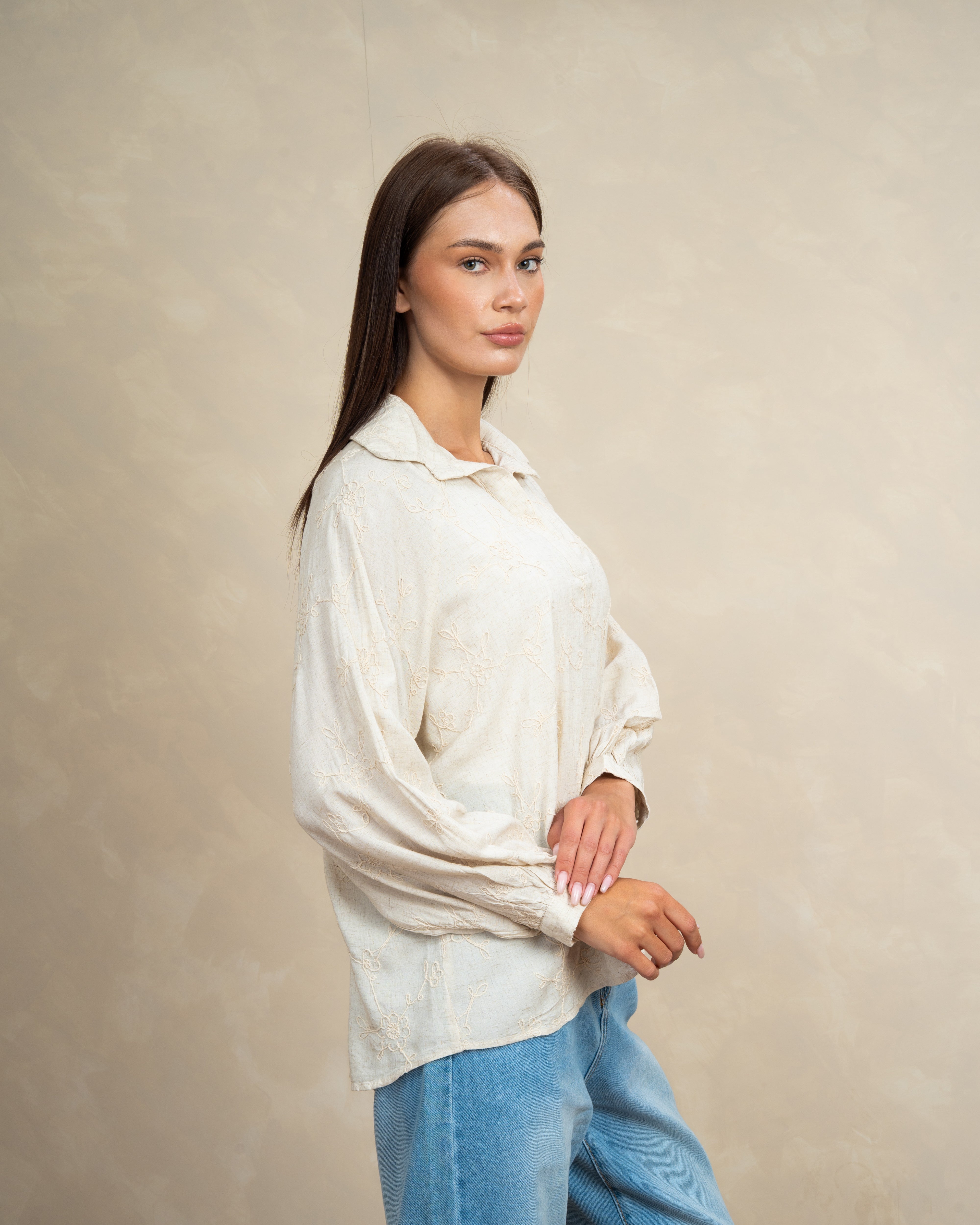 Floral Branch Embroidered Blouse