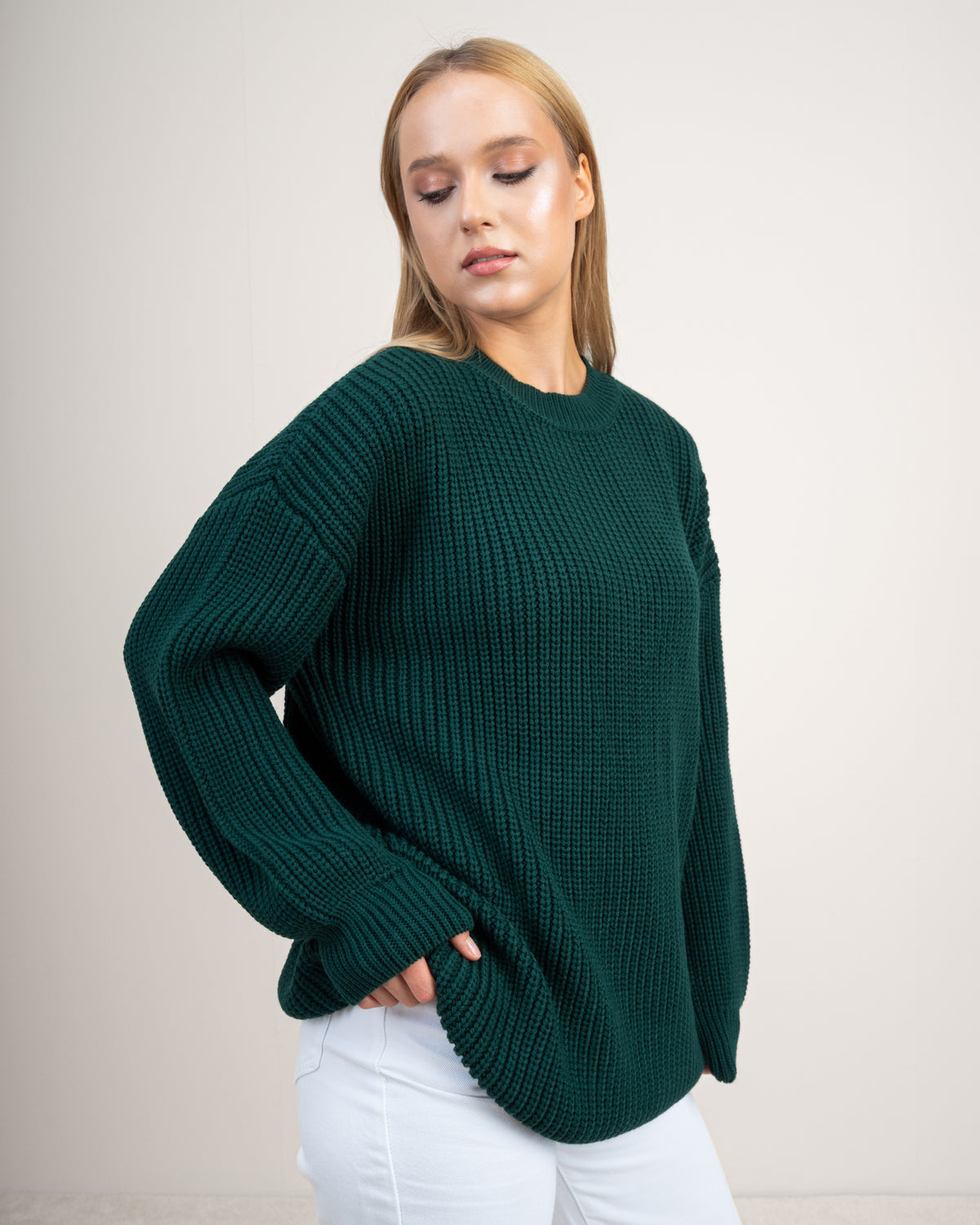 Plain Textured Knitwear Pullover