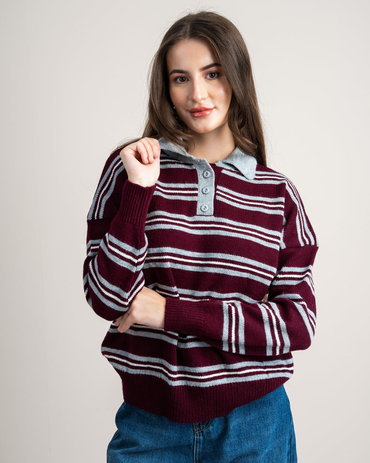 Knitwear Pullover With Contrast Collar