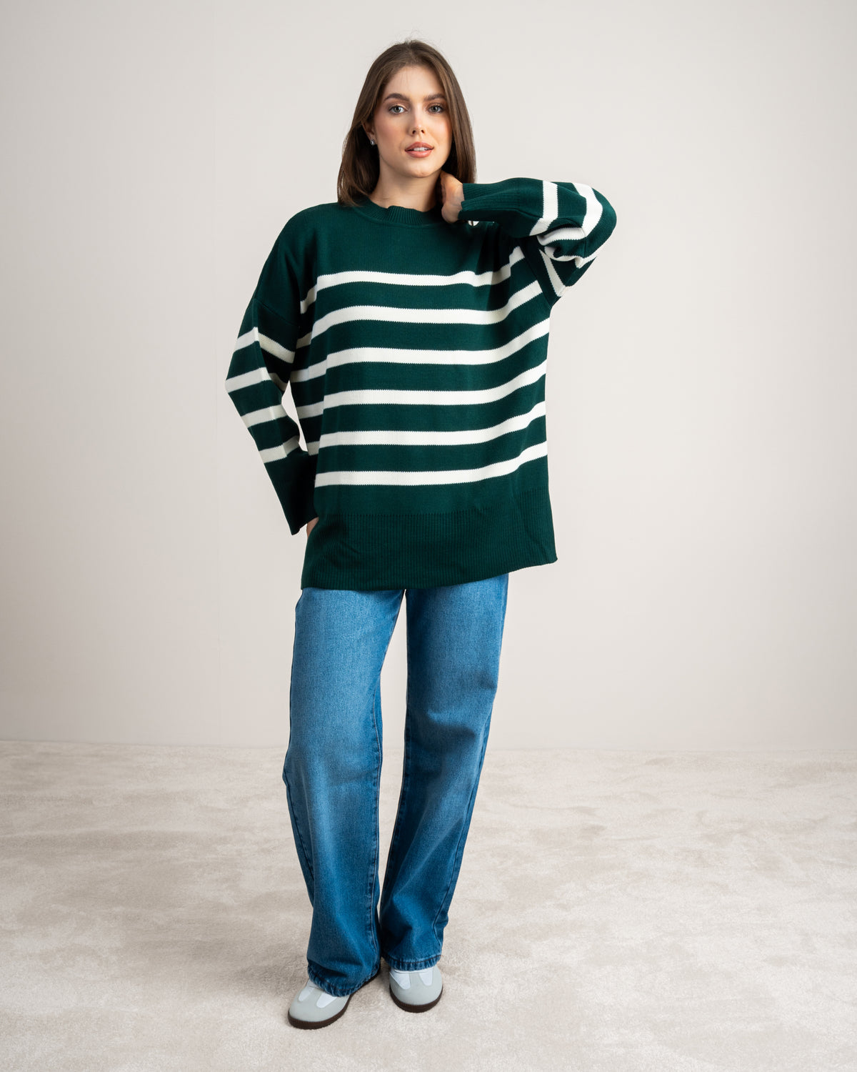 Long Striped Knitwear Pullover