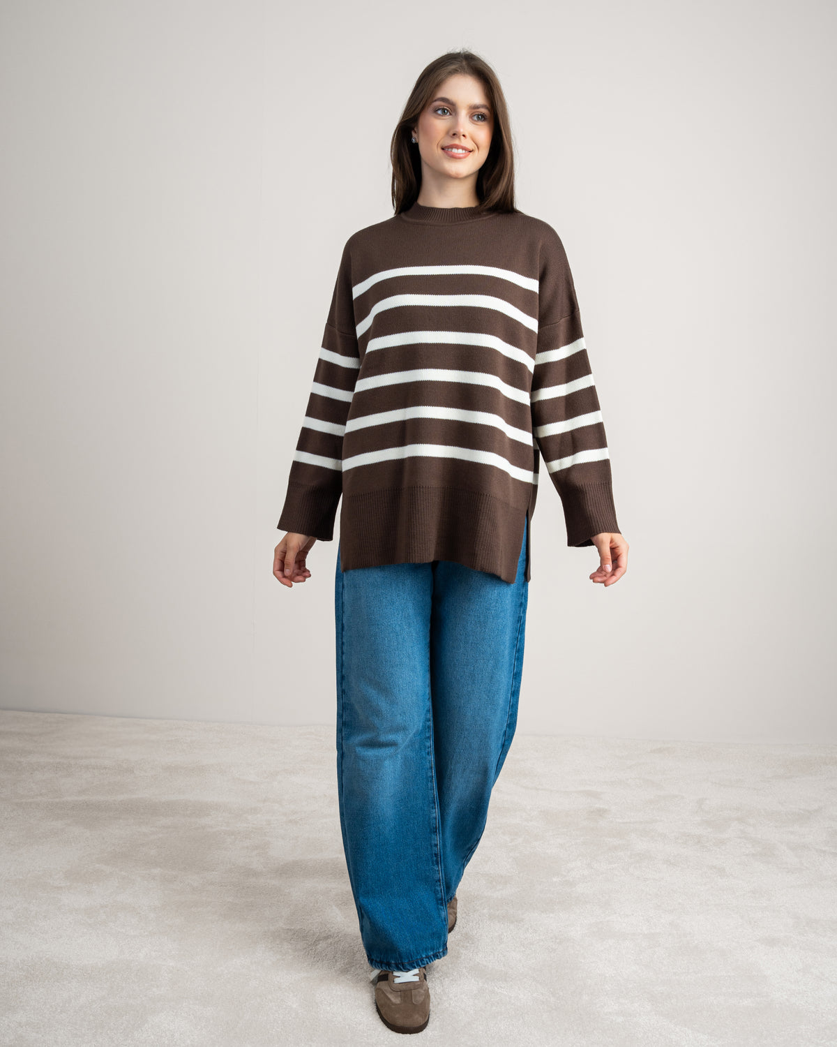 Long Striped Knitwear Pullover