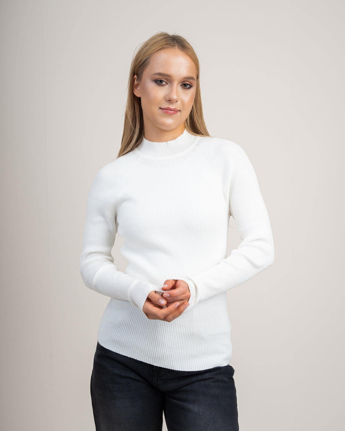 Plain Basic Top - With Neckline Stripes