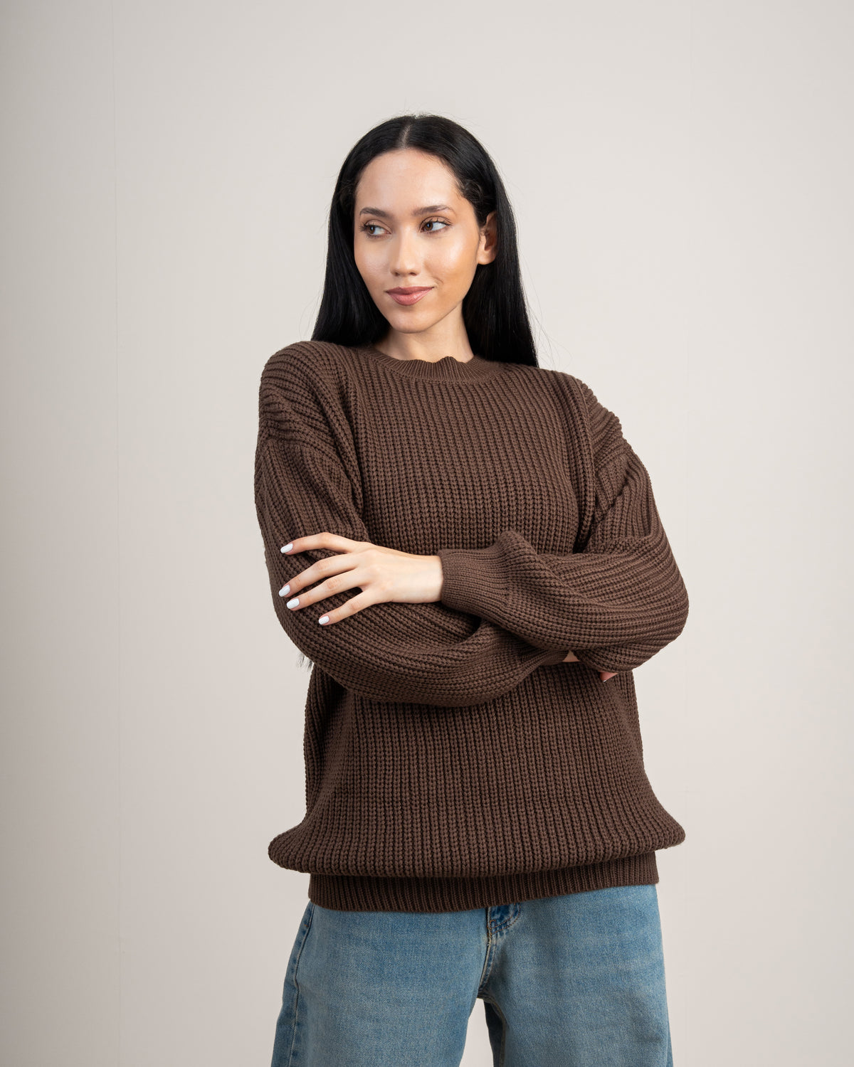 Plain Textured Knitwear Pullover
