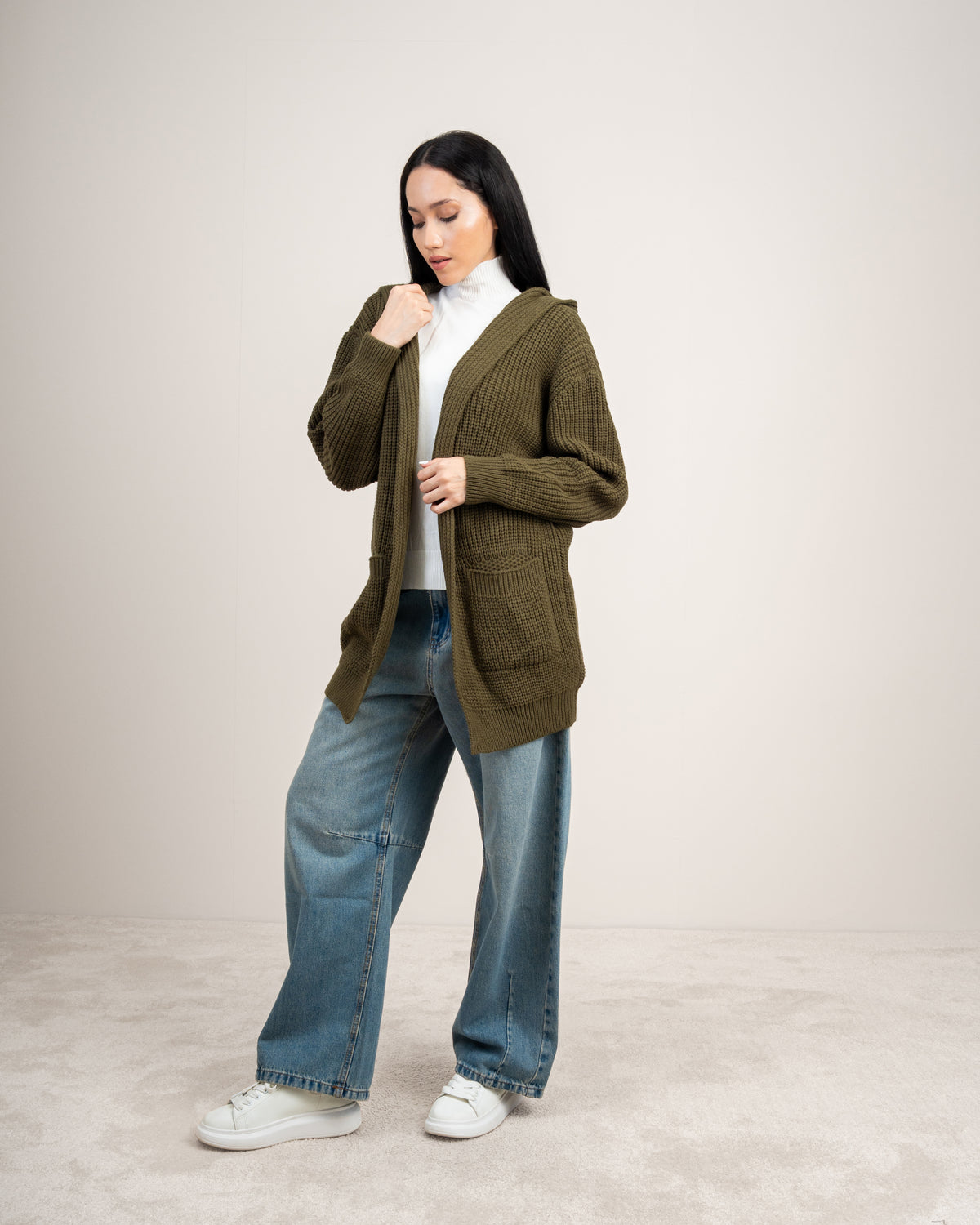 Knitwear Cardigan With Cable - Knit Back