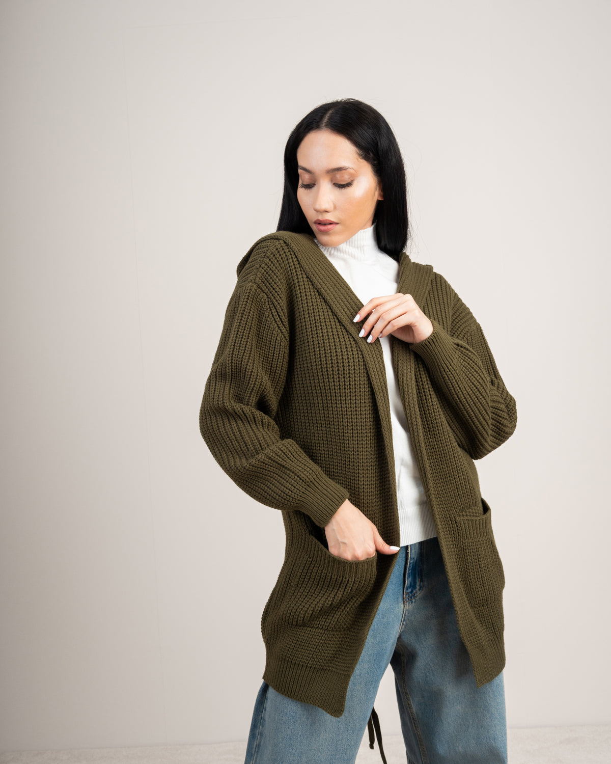Knitwear Cardigan With Cable - Knit Back