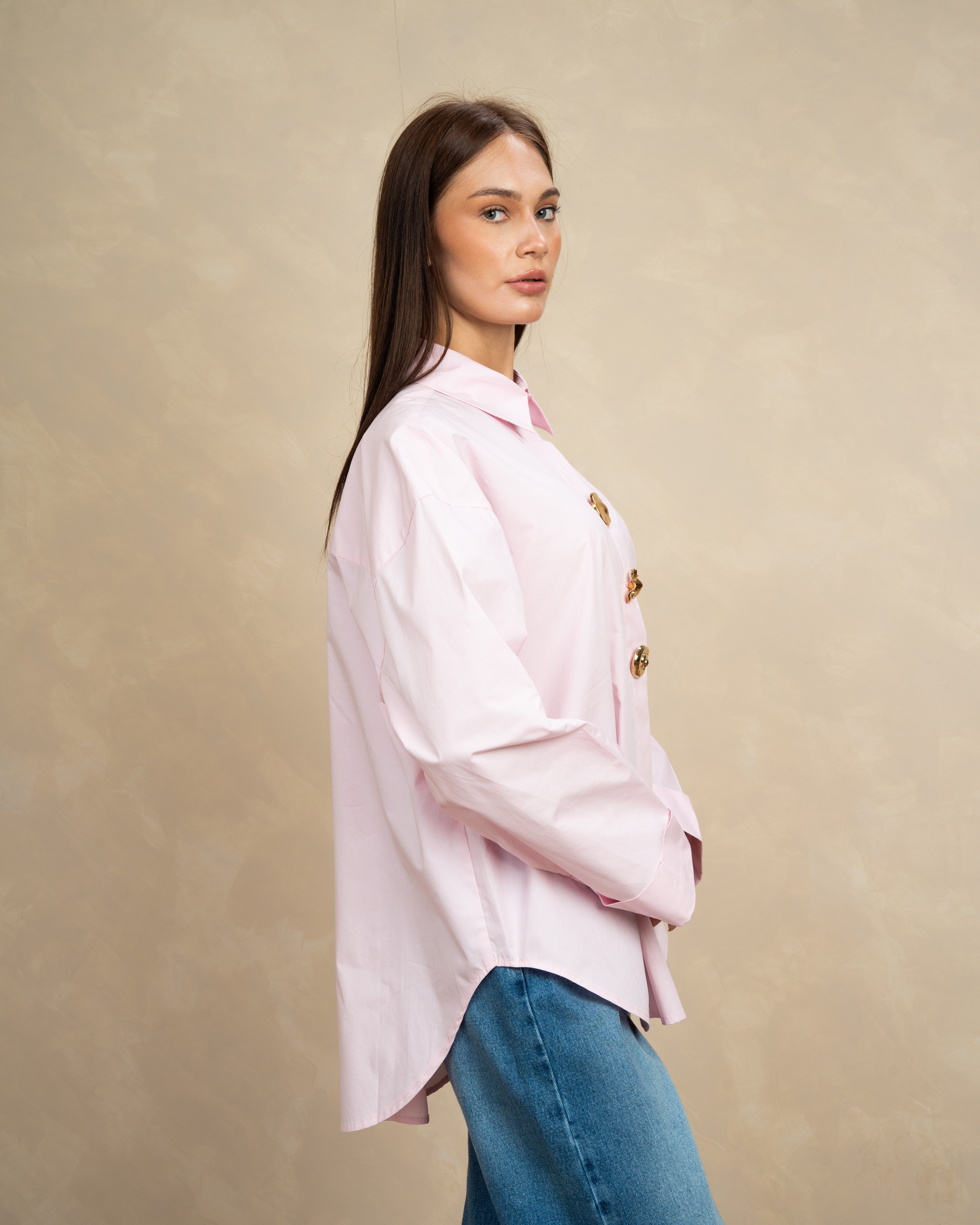 Poplin Shirt With Gold Buttons
