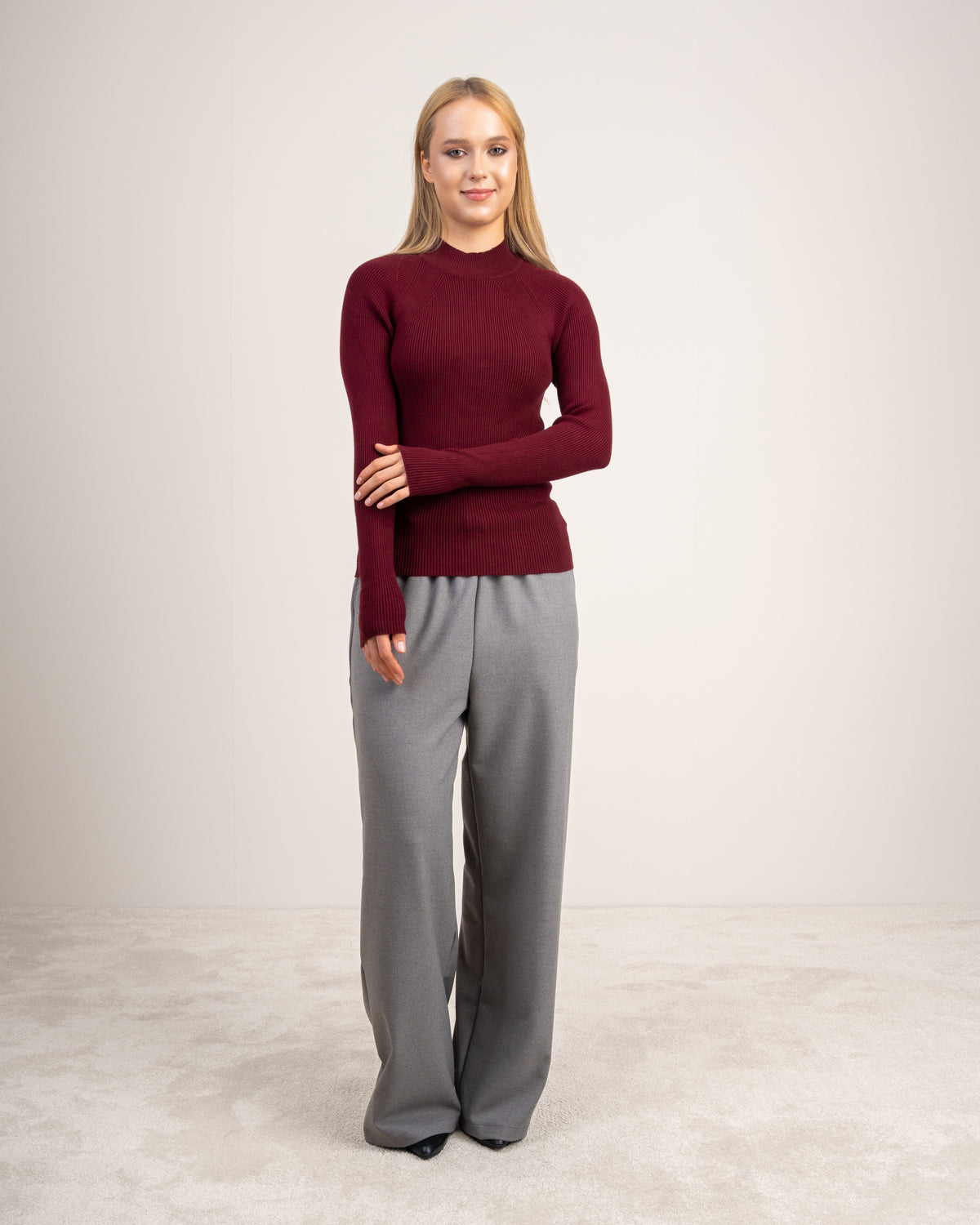 Plain Basic Top - With Neckline Stripes