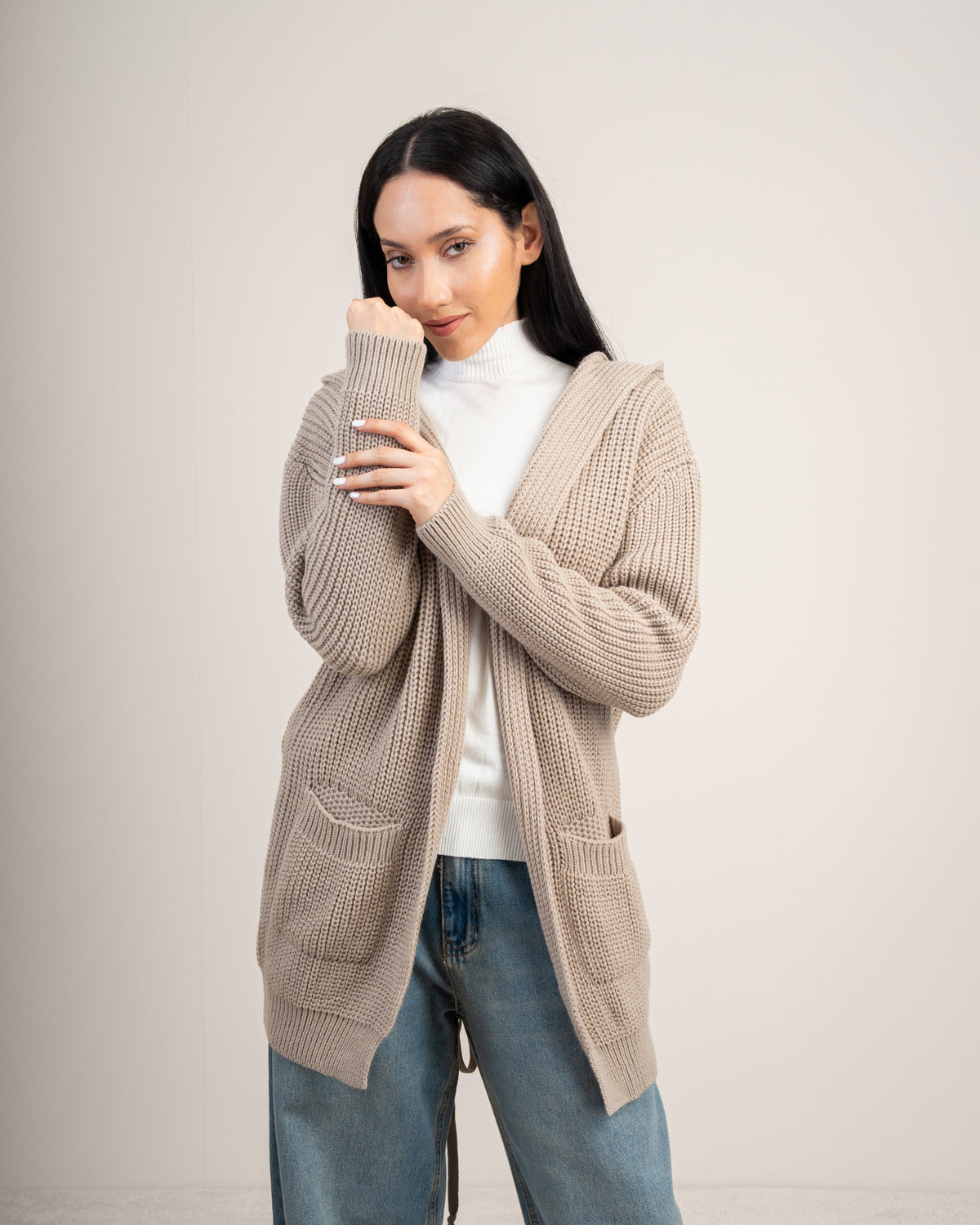 Knitwear Cardigan With Cable - Knit Back