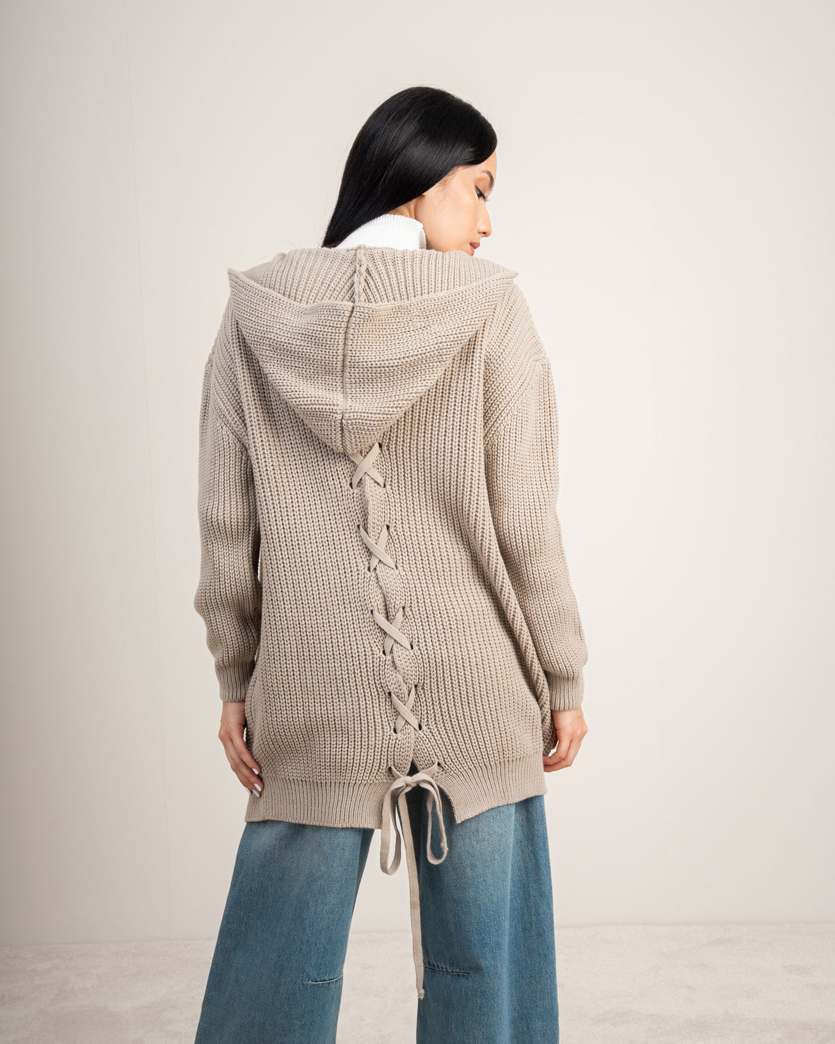 Knitwear Cardigan With Cable - Knit Back