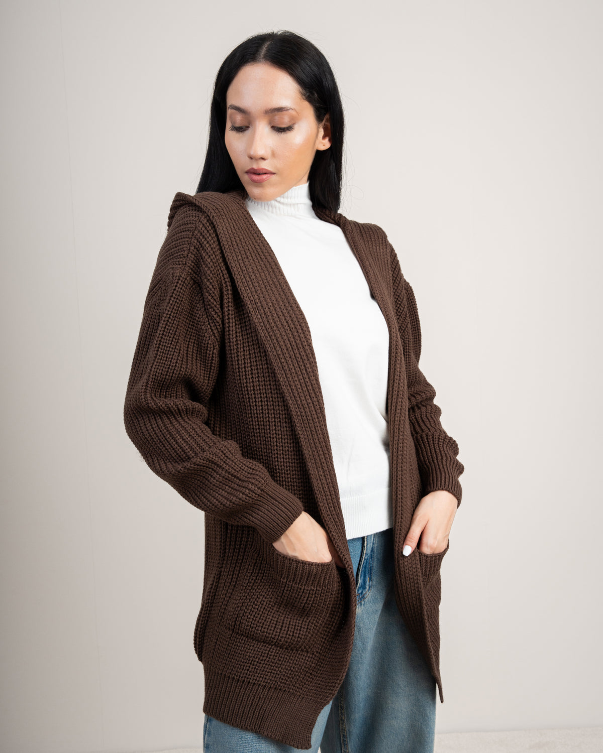 Knitwear Cardigan With Cable - Knit Back