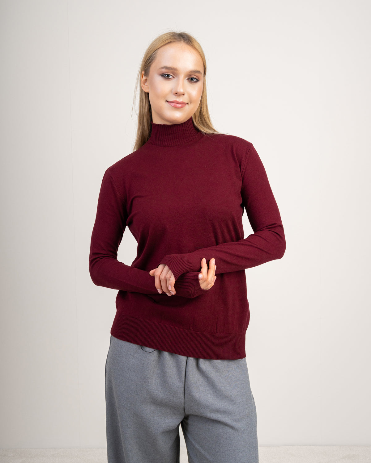 Plain Basic Top - With Neckline Stripes